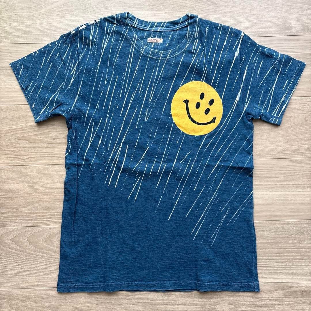 KAPITAL Smiley Printed S/S T-shirt indigo size 2