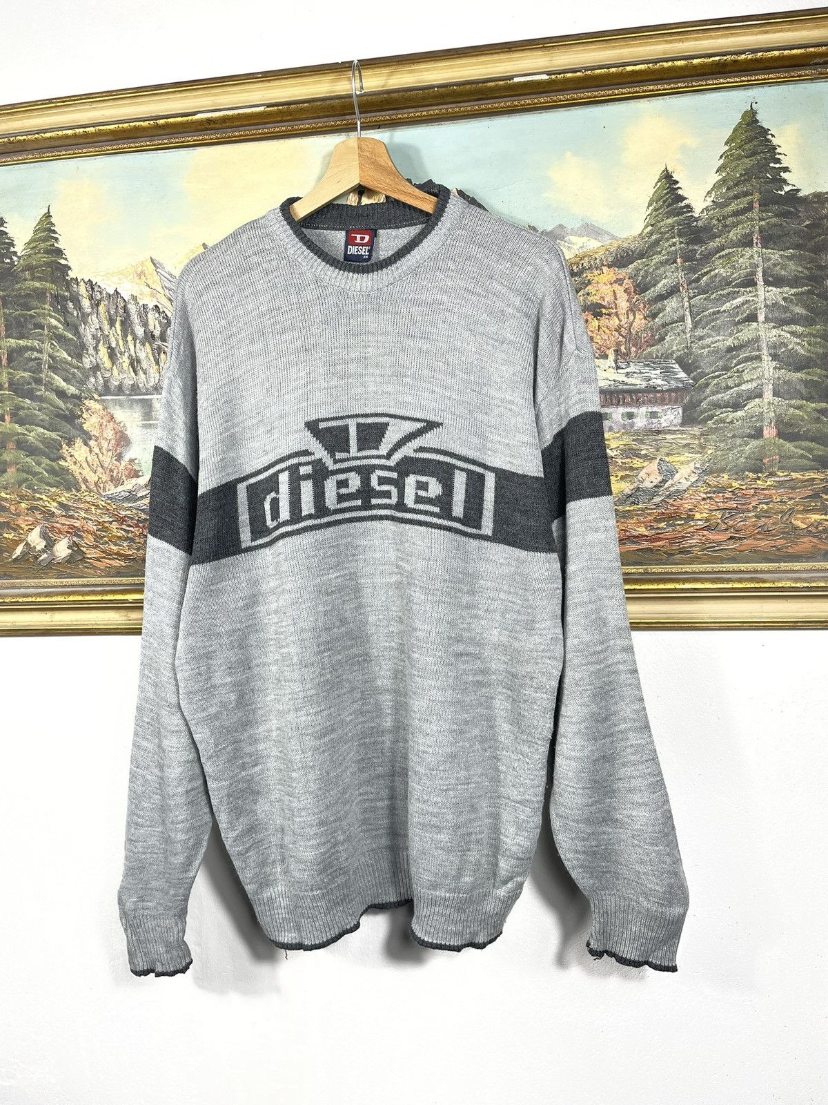 Diesel × Japanese Brand × Vintage Diesel Retro 00s Avant Garde Cyber Loose Boxy Jumper Pull Size US XXL / EU 58 / 5 - 2 Thumbnail