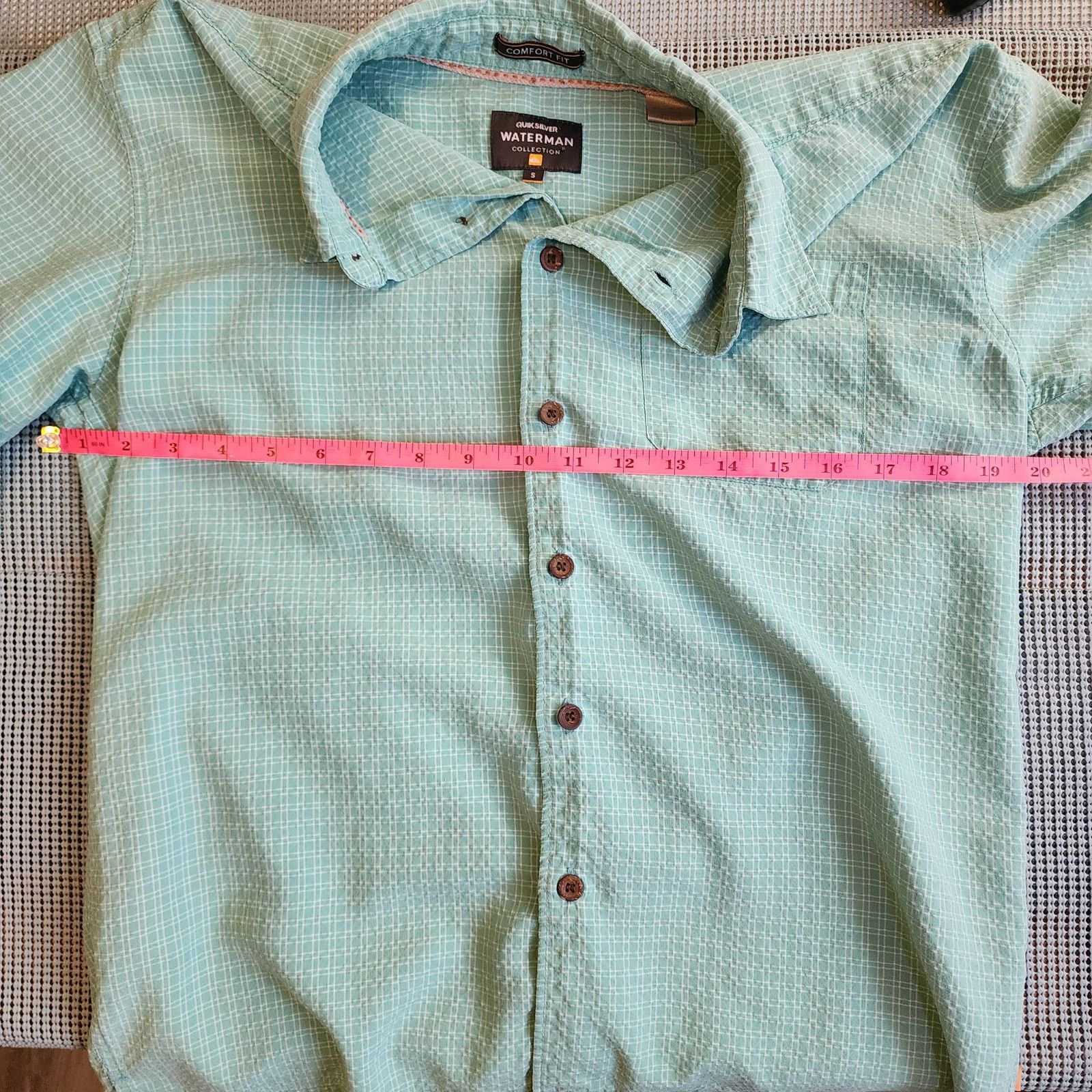 Quiksilver Quiksilver Waterman Green & White Plaid Striped Shirt Mens S Size US S / EU 44-46 / 1 - 6 Thumbnail