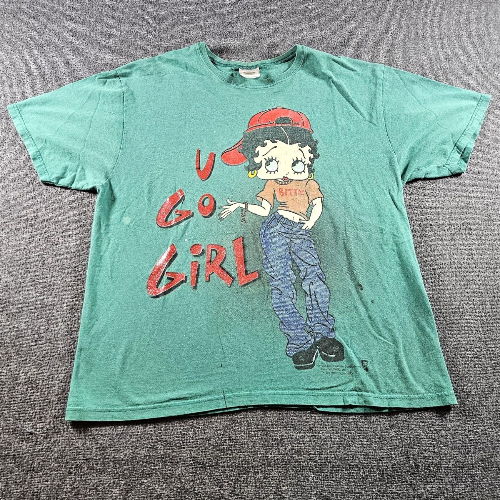 Hanes VINTAGE Betty Boop Shirt Womens XL Green U Go Girl Graphic Tee 90s Hanes Her Way Size XL / US 12-14 / IT 48-50 - 2 Thumbnail