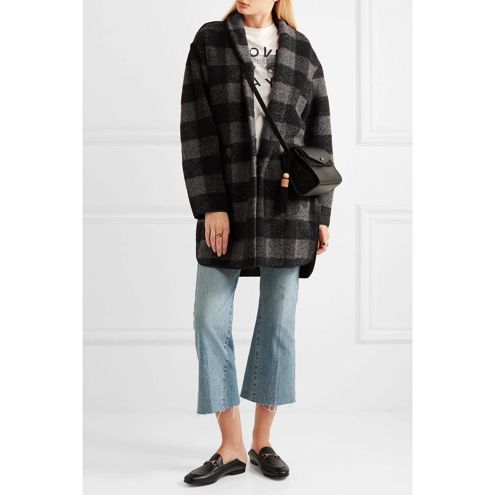 Isabel Marant ISABEL MARANT ÉTOILE Grey Gino Oversized Checked Wool Coat 6 Size M / US 6-8 / IT 42-44 - 1 Thumbnail