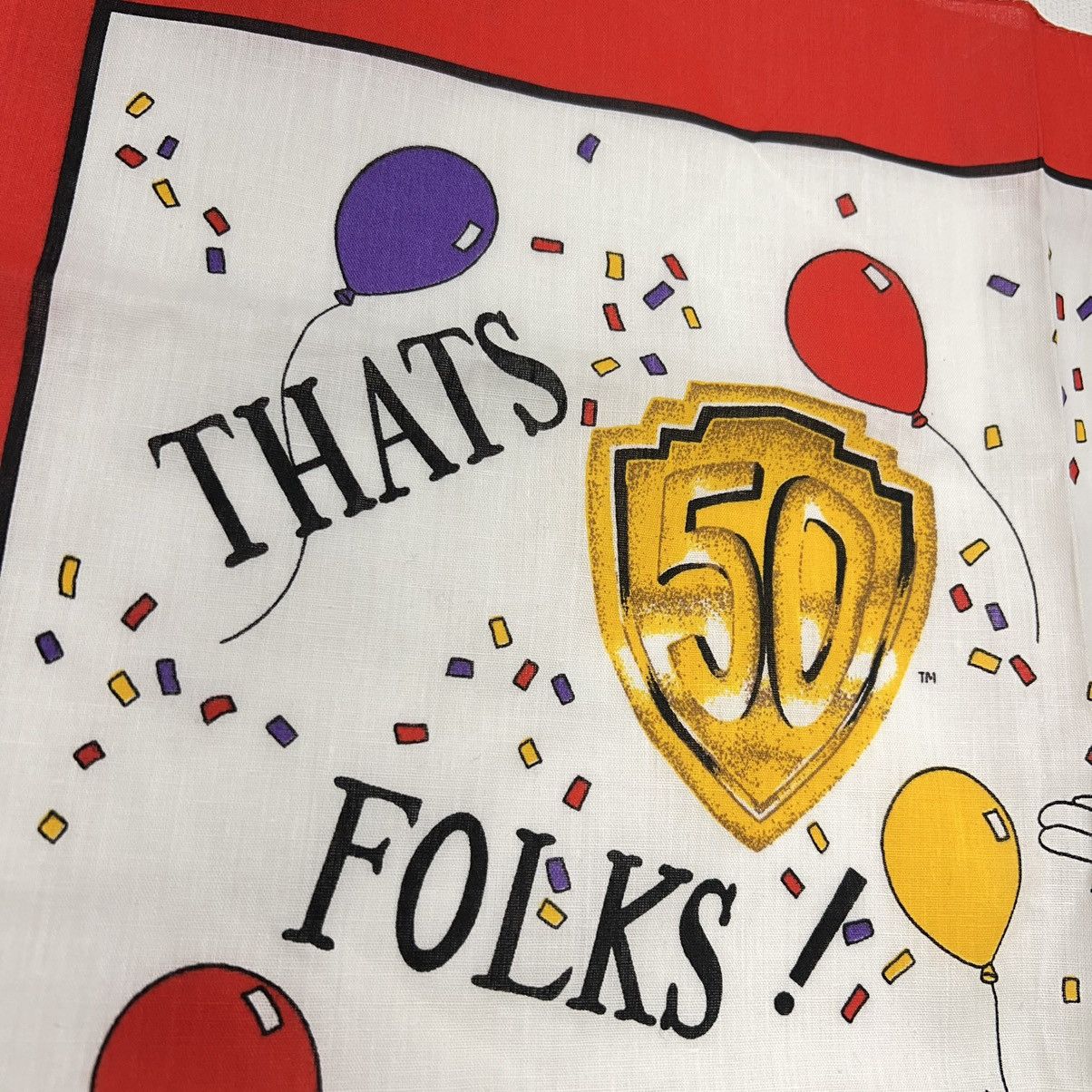 Vintage × Warner Bros VTG Looney Tunes Bandana Handkerchief Bugs Bunny 50th Size ONE SIZE - 6 Thumbnail