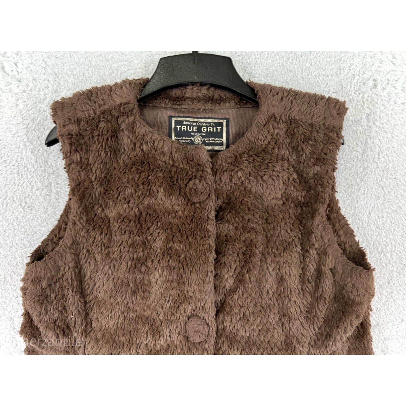 Vintage True Grit Vest Womens Medium Brown Furry Button Up Polyester Fleece Size M / US 6-8 / IT 42-44 - 6 Thumbnail