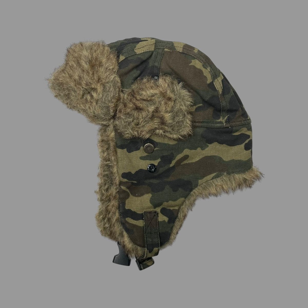Vintage Vintage 90s camo ushanka fur trapper hat Size ONE SIZE - 2 Thumbnail