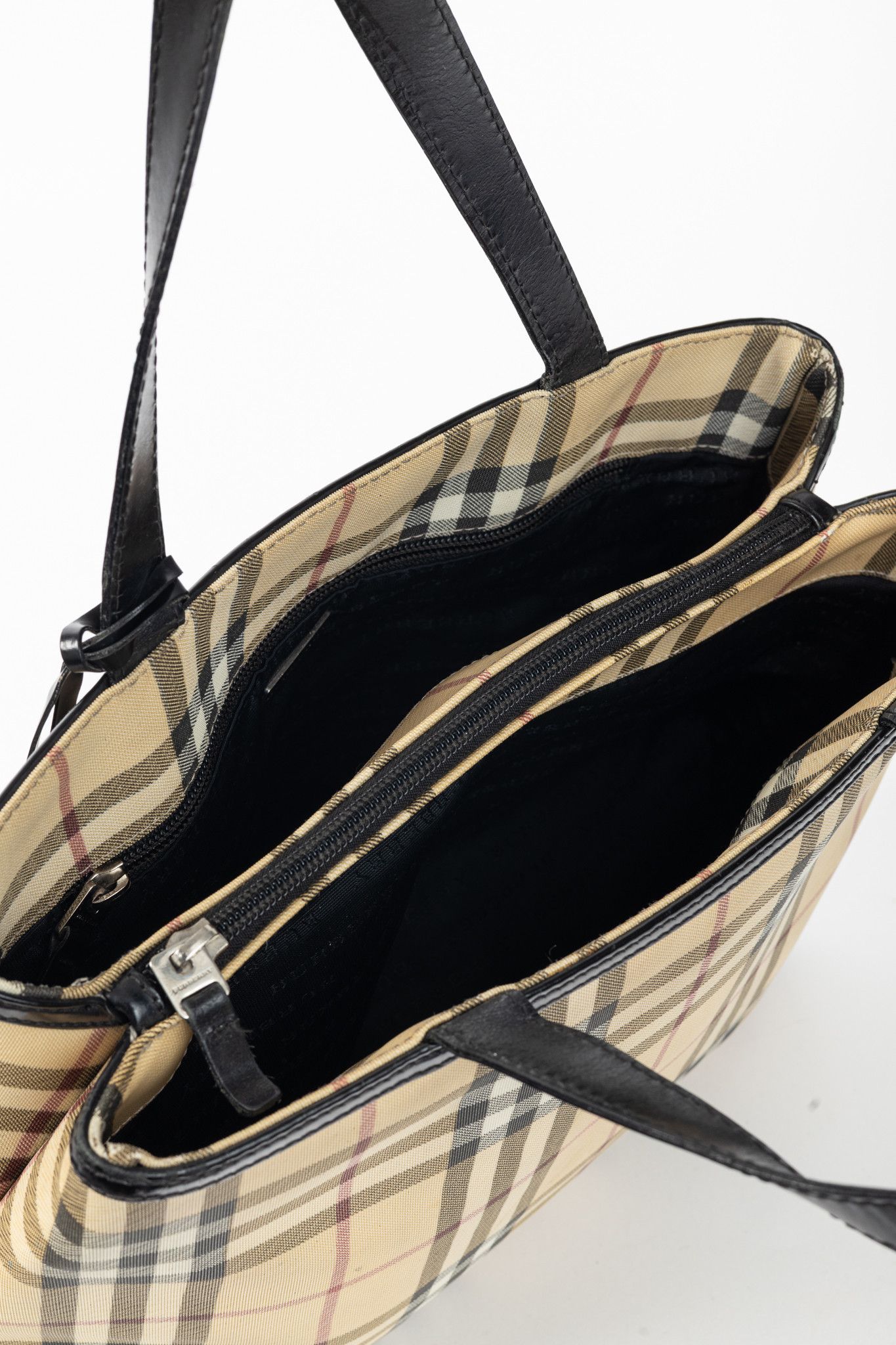 Burberry Burberry House-Check Canvas Leather-Trim Tote Size ONE SIZE - 11 Thumbnail