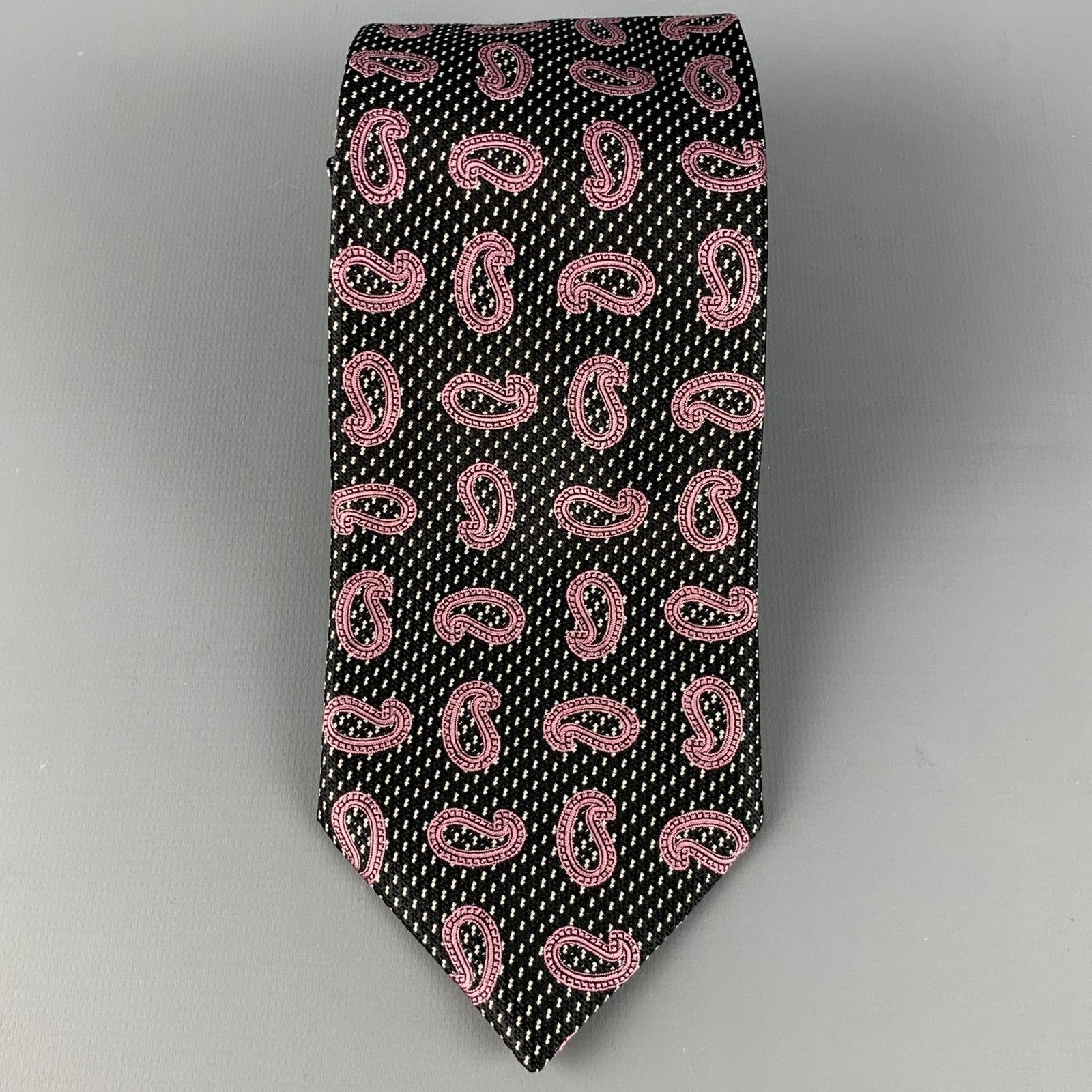Ermenegildo Zegna ERMENEGILDO ZEGNA Black Purple Paisley Silk Tie Size ONE SIZE - 2 Thumbnail