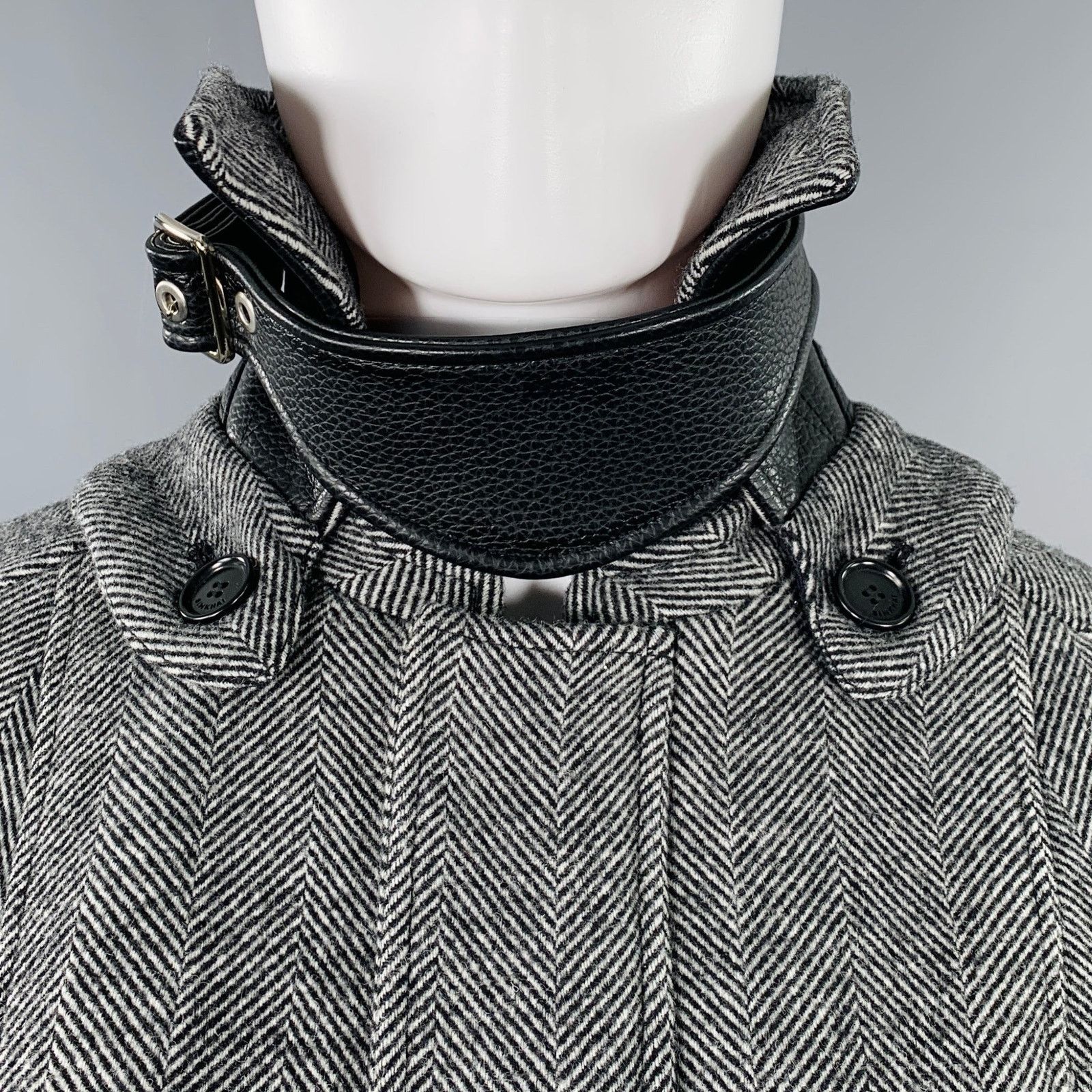 Jonathan Simkhai XS Black Cream Wool Blend Herringbone Jacket Size XS / US 0-2 / IT 36-38 - 2 Thumbnail