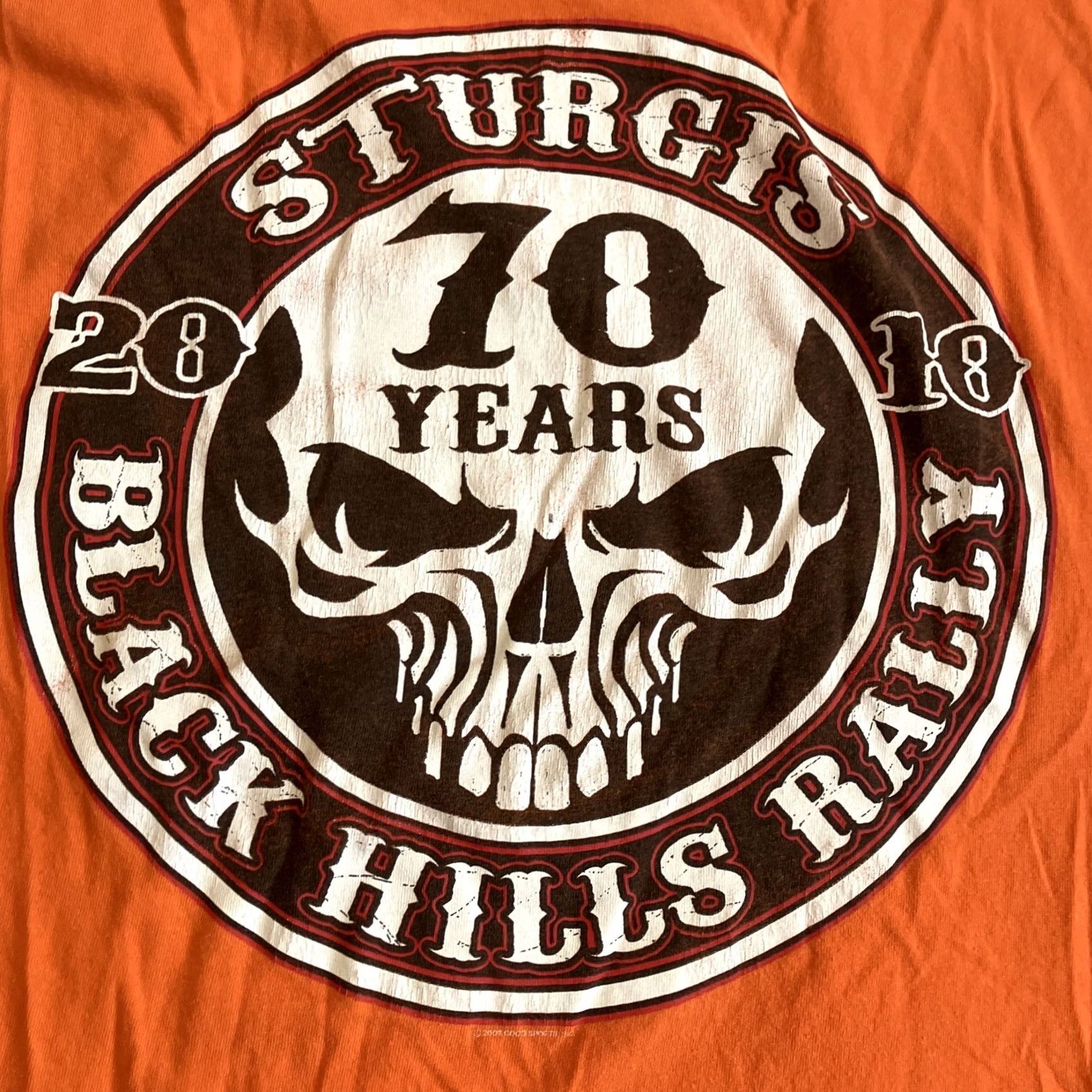 Gildan Awesome - 2008 Sturgis Rally - 70th Anniversary - Double Sided T Shirt - Size XL - Orange - Men - T-Shirt Size US XL / EU 56 / 4 - 5 Thumbnail