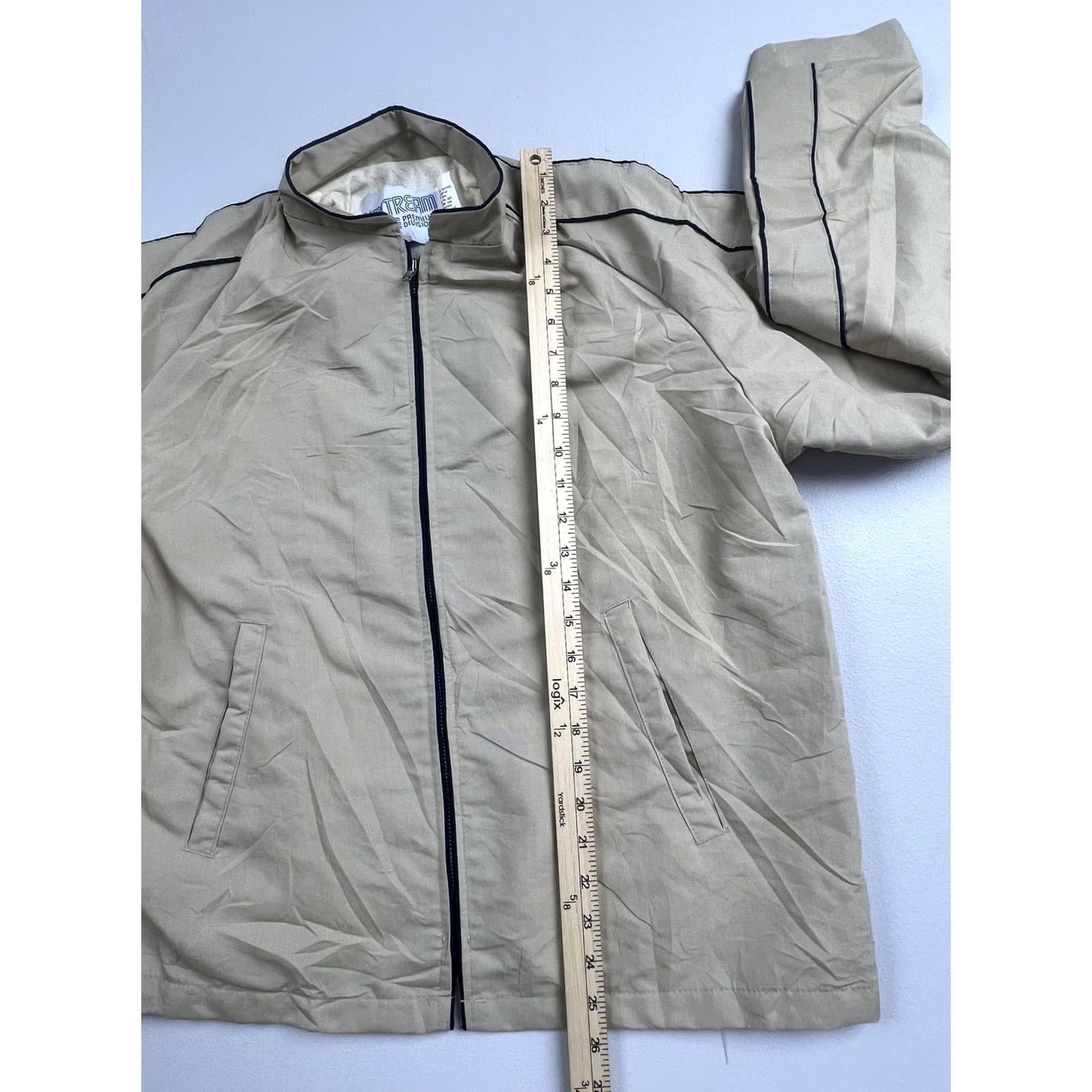 Vintage VINTAGE Upstream Premium Division Jacket Mens Beige Windbreaker Lined Short Sleeve Zip Pockets Fall XL Regular Size US XL / EU 56 / 4 - 6 Thumbnail