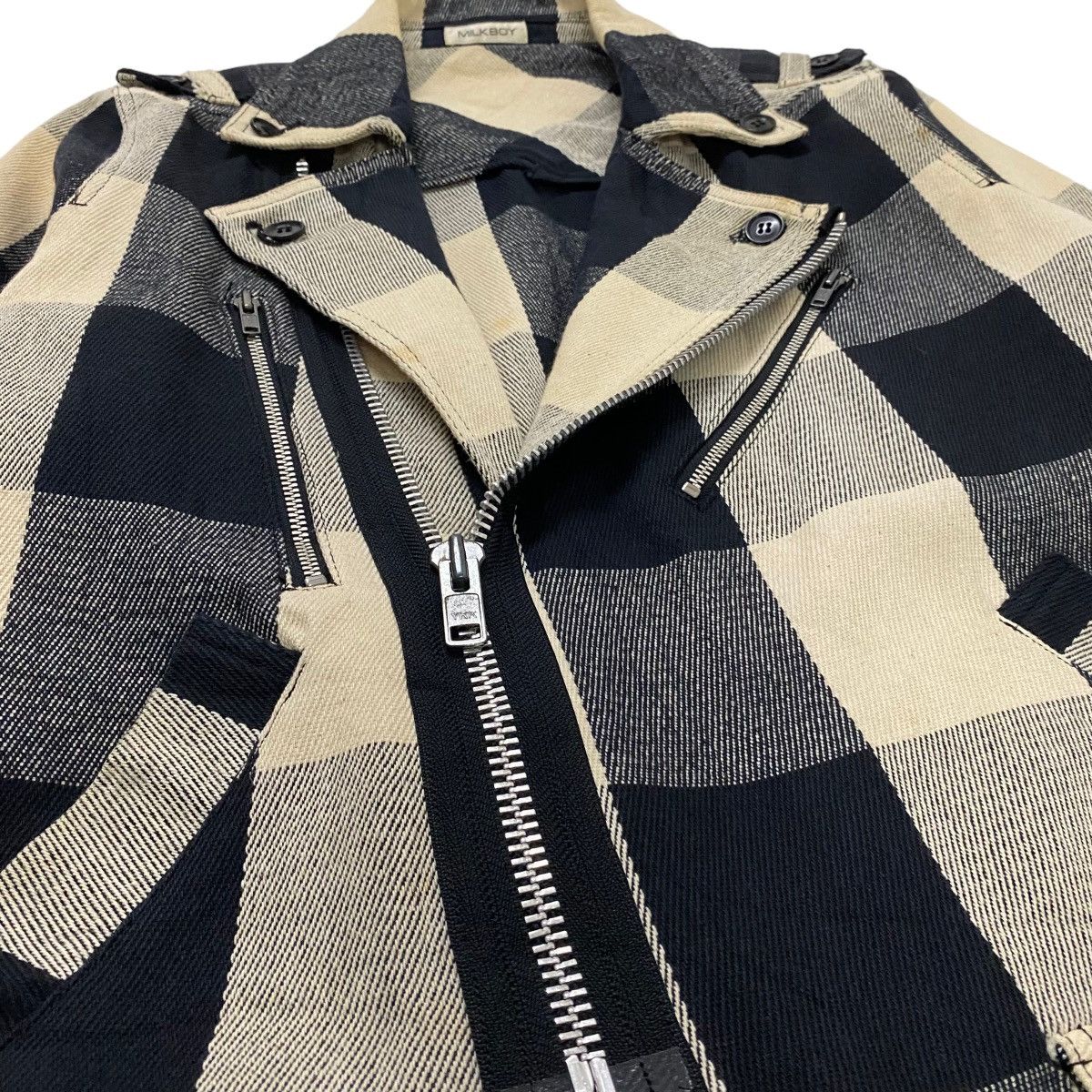 Japanese Brand ☀️Nice design Milkboy double collar tartan biker jacket Size US S / EU 44-46 / 1 - 6 Thumbnail