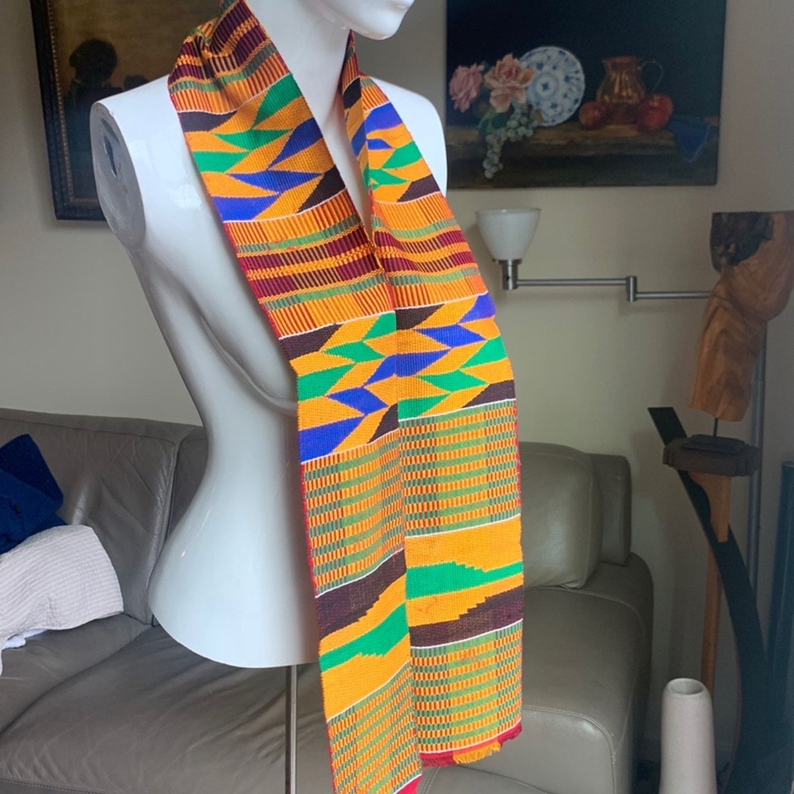 Vintage AFRICAN KENTE HANDWOVEN SCARF Size ONE SIZE - 1 Thumbnail