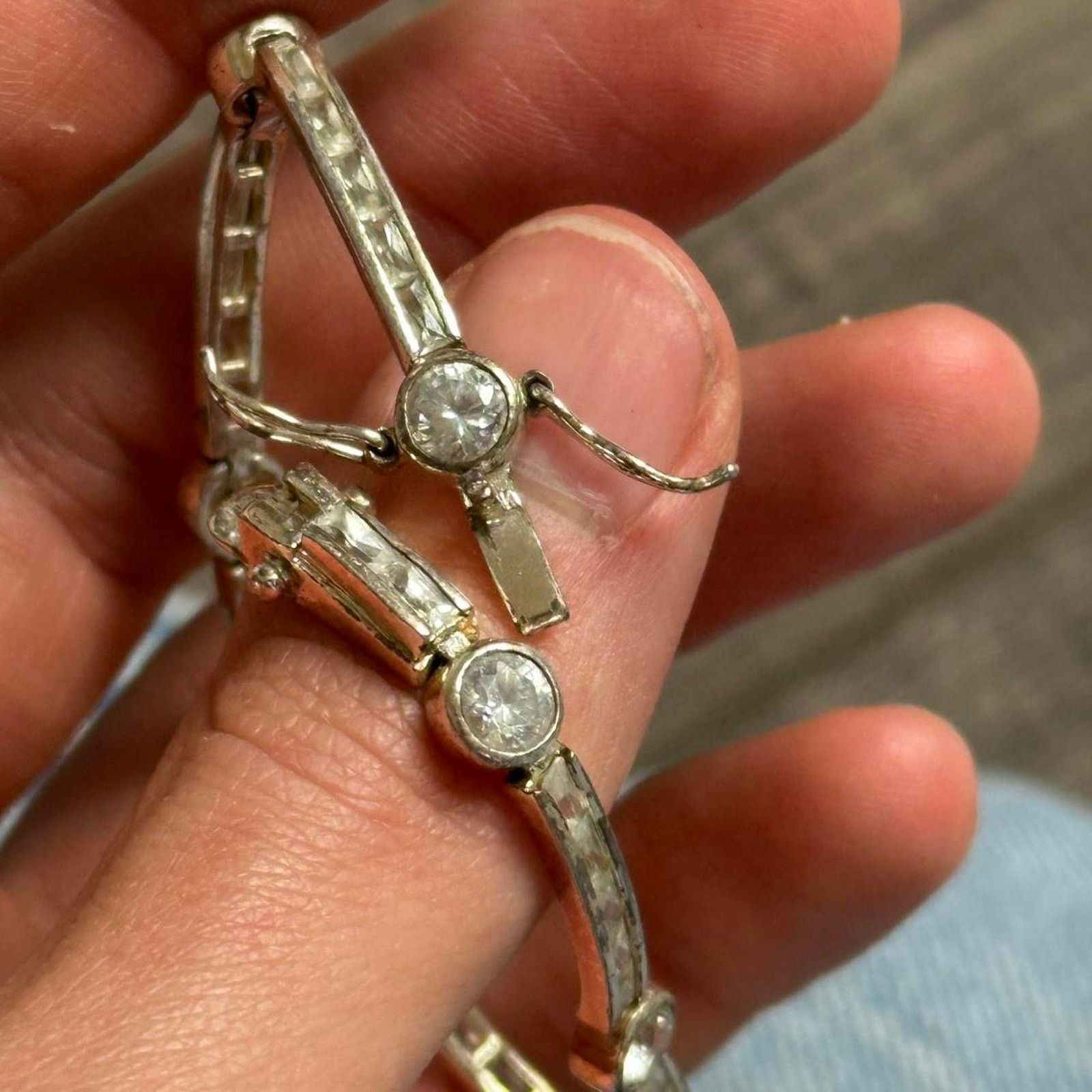 Other Weird Vintage Gem Silver Gold Bronze Link Chain 925 Bracelet Size ONE SIZE - 7 Thumbnail