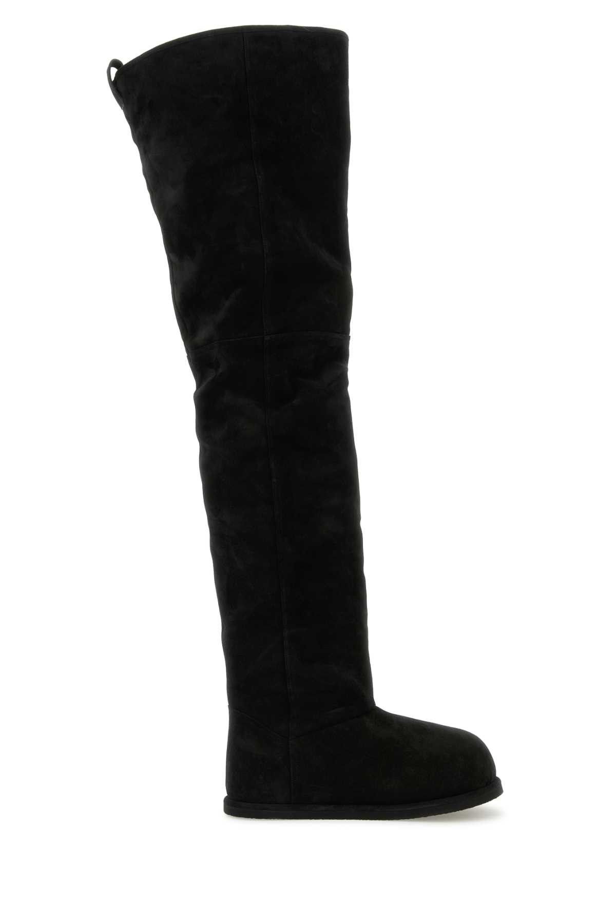 Amina Muaddi Black Suede Heidi Over-The-Knee Boots Size US 9 / IT 39 - 1 Thumbnail