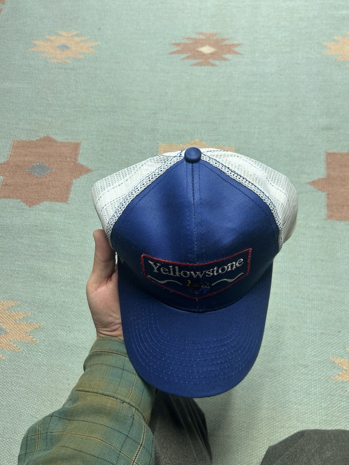 Vintage trucker hat Yellowstone National park Wyoming buffalo snap Size ONE SIZE - 3 Thumbnail