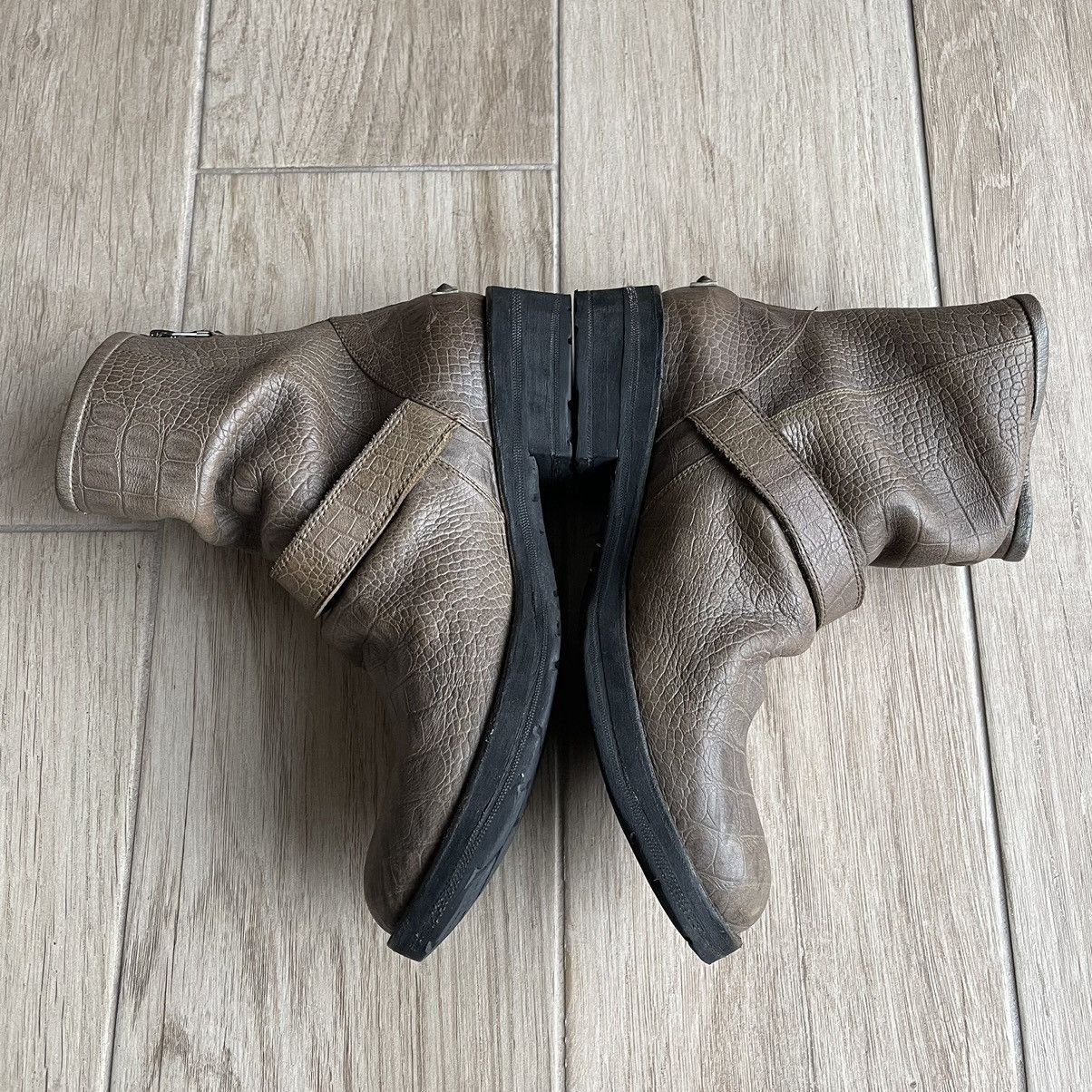 14th Addiction Back Zip Serpent Buckle Croc Leather Granvill Engineer Boots Size US 9.5 / EU 42-43 - 6 Thumbnail