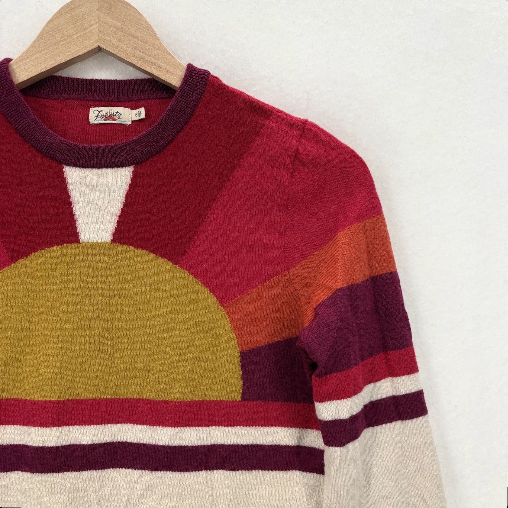 Faherty Faherty Sweater Crewneck Wool Womens Small Horizon Sunset Merino Knit Multicolor Graphic Print Casual Fall Winter Size S / US 4 / IT 40 - 2 Thumbnail