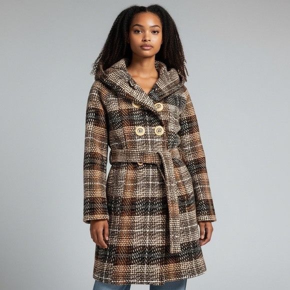 Zara Zara Plaid Wool-Blend Plaid Belted Coat Size XS / US 0-2 / IT 36-38 - 1 Thumbnail
