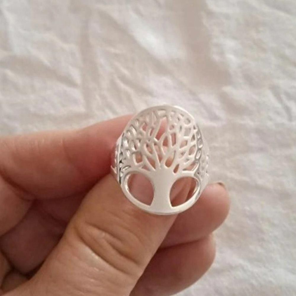 Designer 925 Sterling Silver Tree Of Life Hollow Ring - Size 6 Size ONE SIZE - 6 Thumbnail