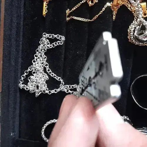 Jewelry Judas Priest Blade Razor Shape Pendant Necklace Size ONE SIZE - 4 Thumbnail
