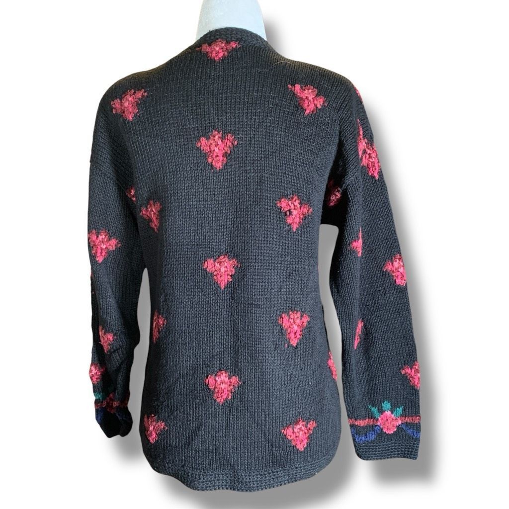 Northern Isles Vintage Northern Isles Hand-Knitted Floral Cardigan Sweater Size M / US 6-8 / IT 42-44 - 5 Thumbnail