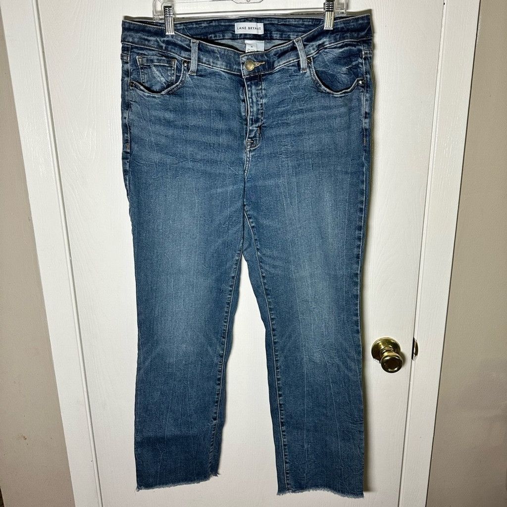 Other Lane Bryant 18 Blue Jeans w/ Whiskering and Frayed Hem Size 40" / US 18 - 1 Thumbnail