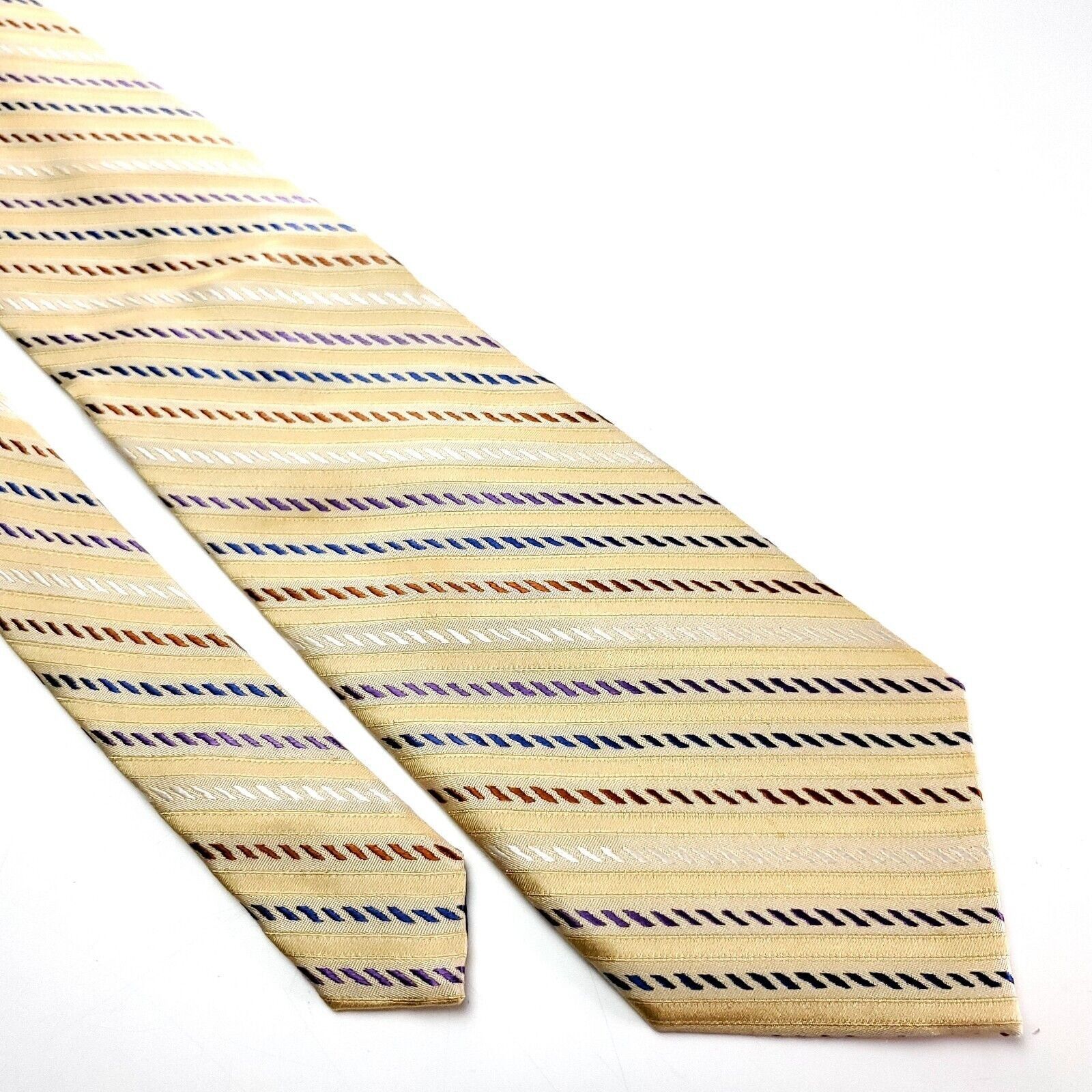 Other Ferucci Silk Tie Woven Yellow Woven Multi-Colored Striped Size ONE SIZE - 1 Thumbnail