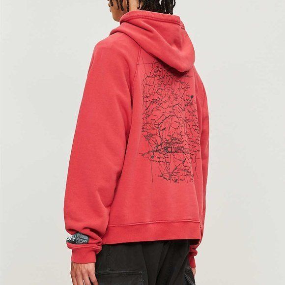 Reese Cooper NEW REESE COOPER HITCHHIKING RED GRAPHIC JERSEY HOODIE M Size US M / EU 48-50 / 2 - 3 Thumbnail