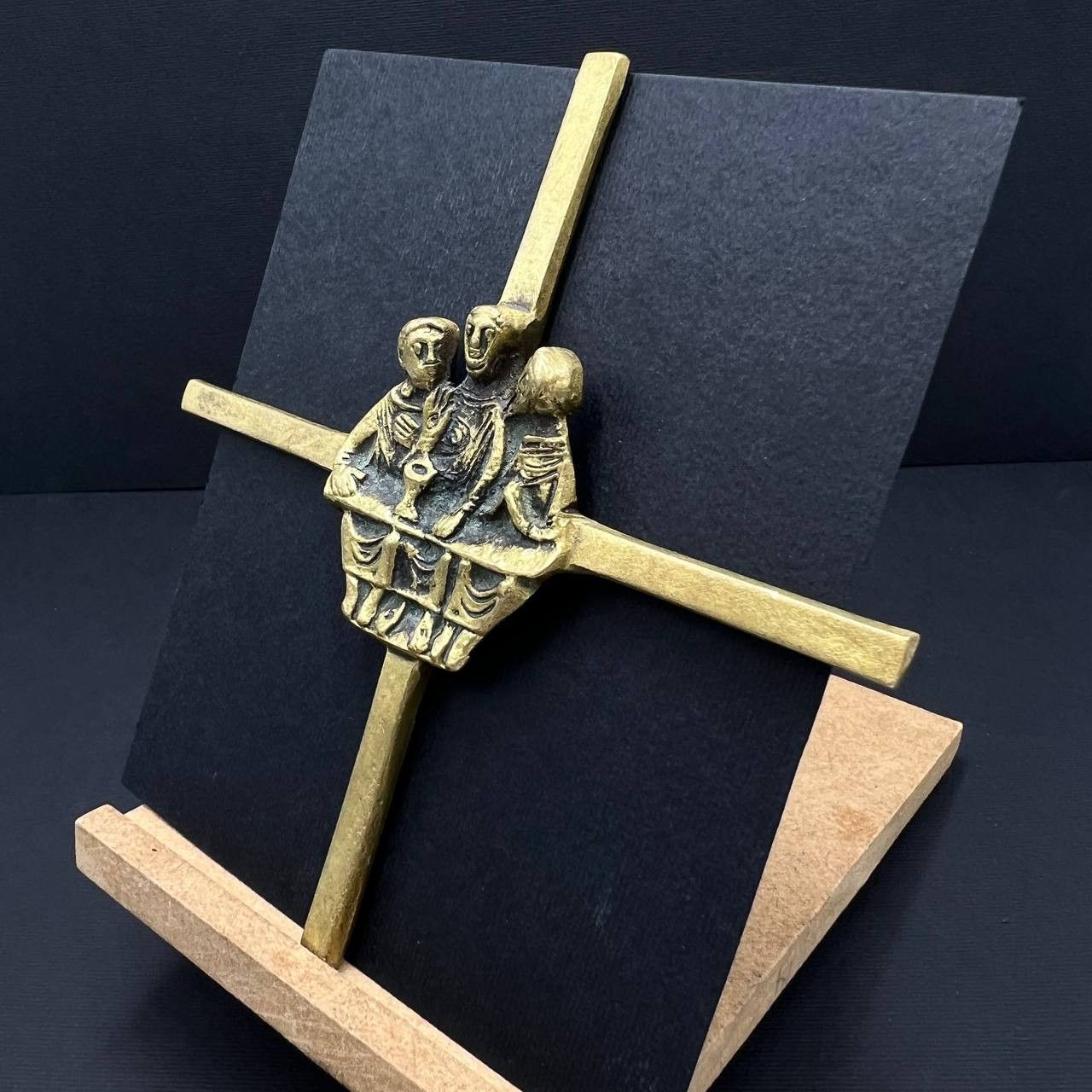 Vintage Bronze Wall Cross 14cm 1970s German Christian Art Vintage Size ONE SIZE - 3 Thumbnail