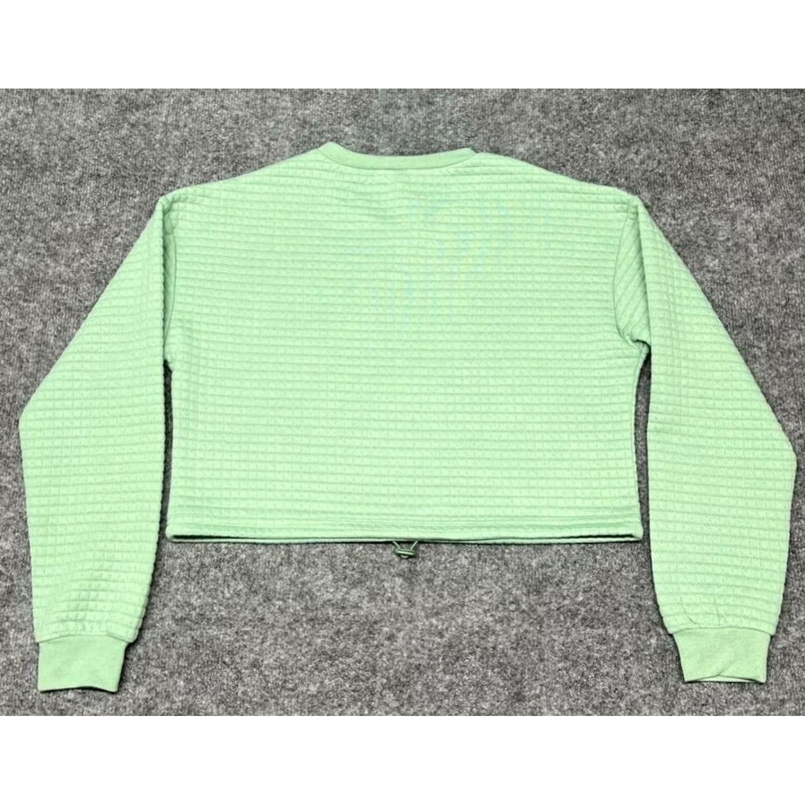 Vintage Rue21 Cropped Sweatshirt Womens XS Green Long Sleeve Crew Neck Quilted Pullover New Size XS / US 0-2 / IT 36-38 - 7 Thumbnail