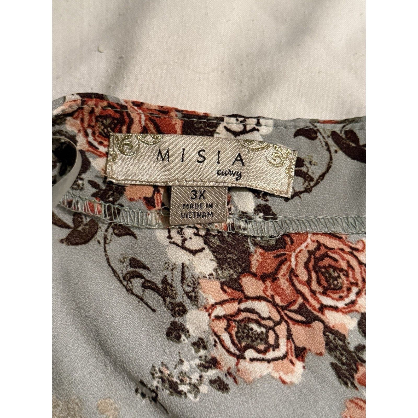 Other Misia Curvy Top 3X Sage Green Floral Wrap Elastic Waist Soft Size 3XL / US 20-22 - 3 Thumbnail