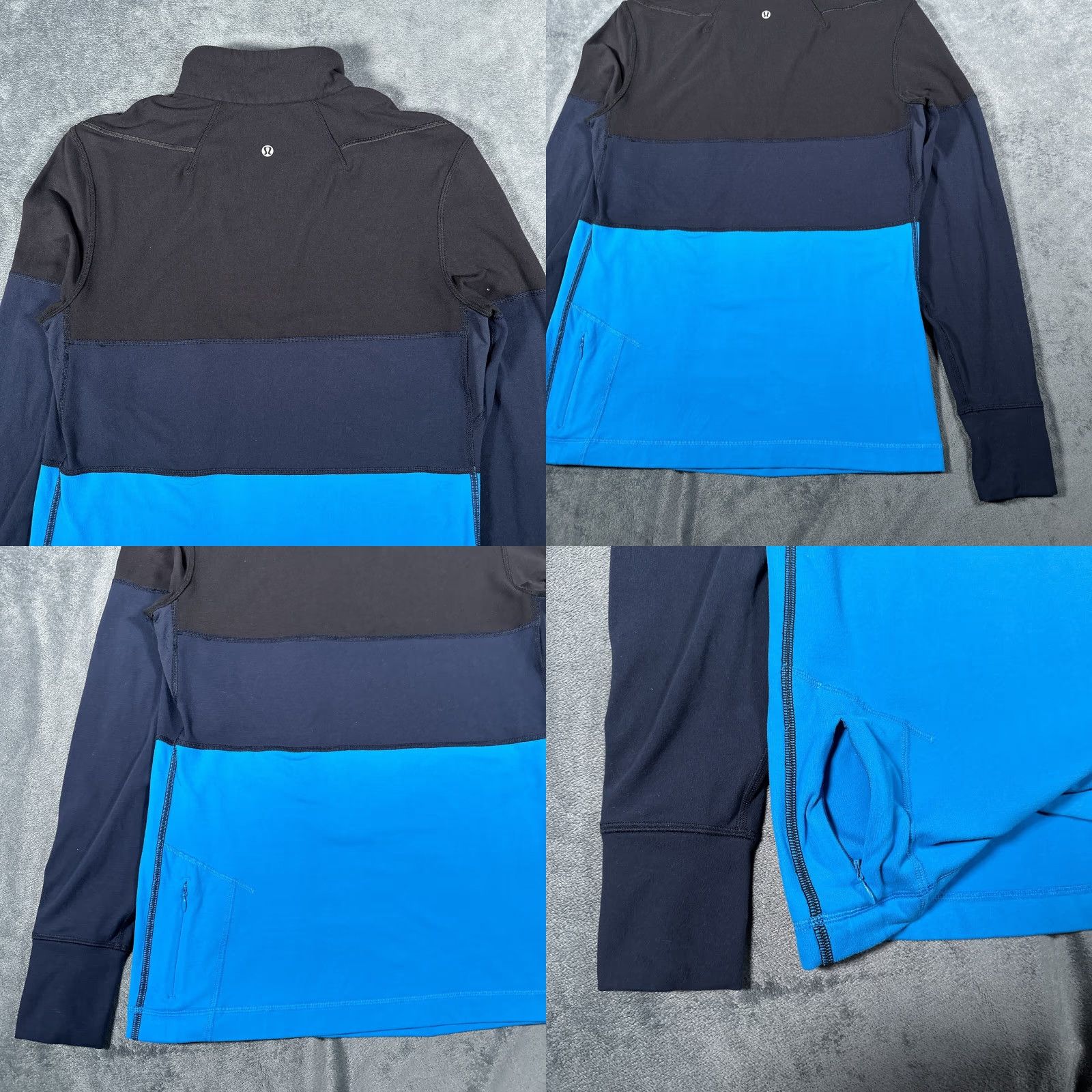 Lululemon Lululemon Velocity Quarter Zip Sweatshirt Mens Small Black Inkwell Cornflower Multicolor Rulu M3662S Size US S / EU 44-46 / 1 - 8 Thumbnail
