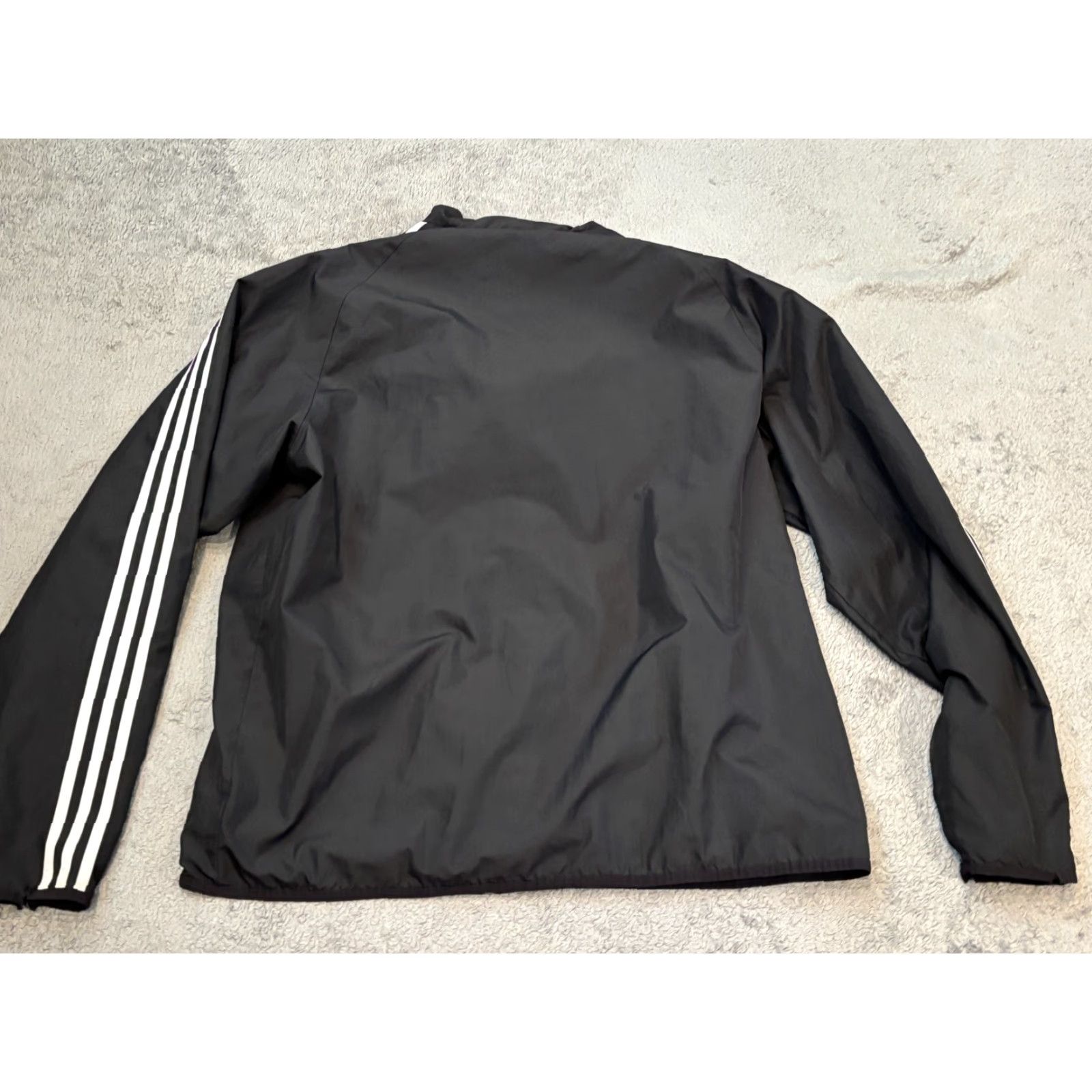 Adidas Adidas Windbreaker Jacket Mens Large Black Trefoil Track Full Zip Three Stripes Size US L / EU 52-54 / 3 - 8 Thumbnail