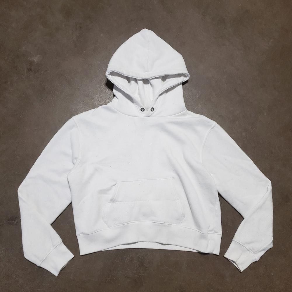Designer White Perfect Crop SWS Active Hoodie Long Sleeve Size L / US 10 / IT 46 - 1 Thumbnail