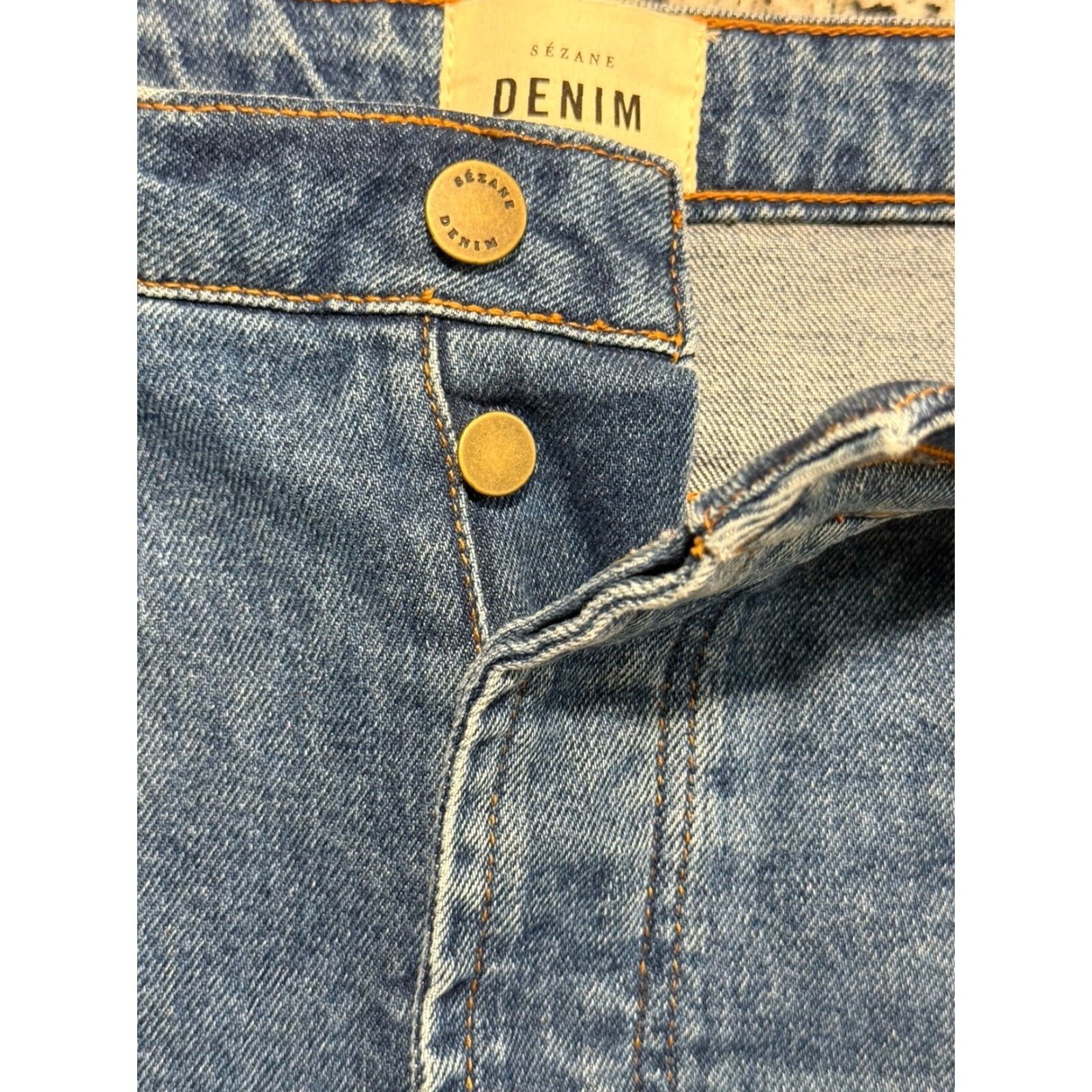 Vintage Sezane Jeans Button Fly Straight Womens 34 34x26.5 Blue Cotton Elastane 42 EU Morocco Size 24" / US 00 / IT 34 - 3 Thumbnail