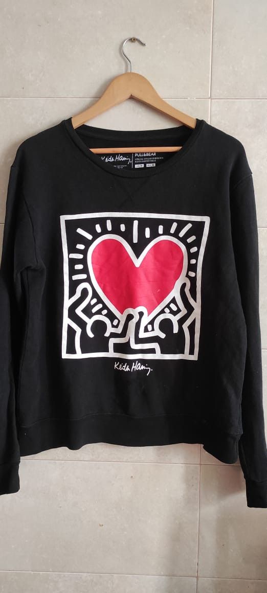 Keith Haring × Pull & Bear KEITH HARING SWEATSHIRT Dancing Heart Graphic Pullover Size M / US 6-8 / IT 42-44 - 1 Thumbnail