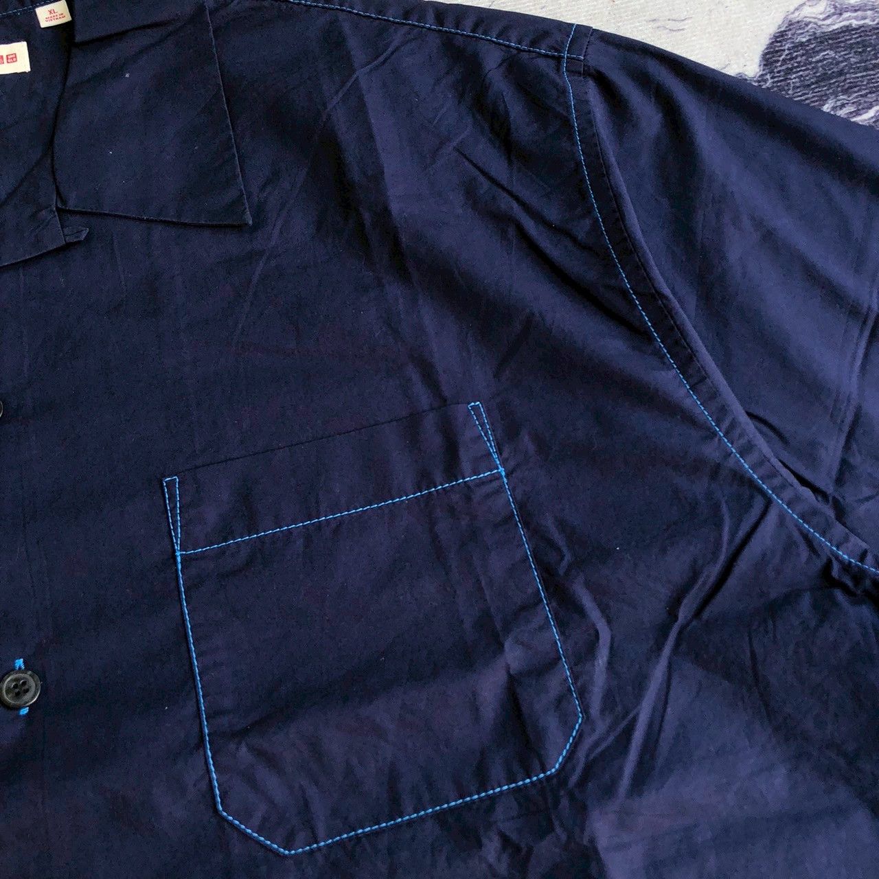Marni × Uniqlo Marni x Uniqlo Navy Boxy Open Collar Button Ups Size US XL / EU 56 / 4 - 6 Thumbnail