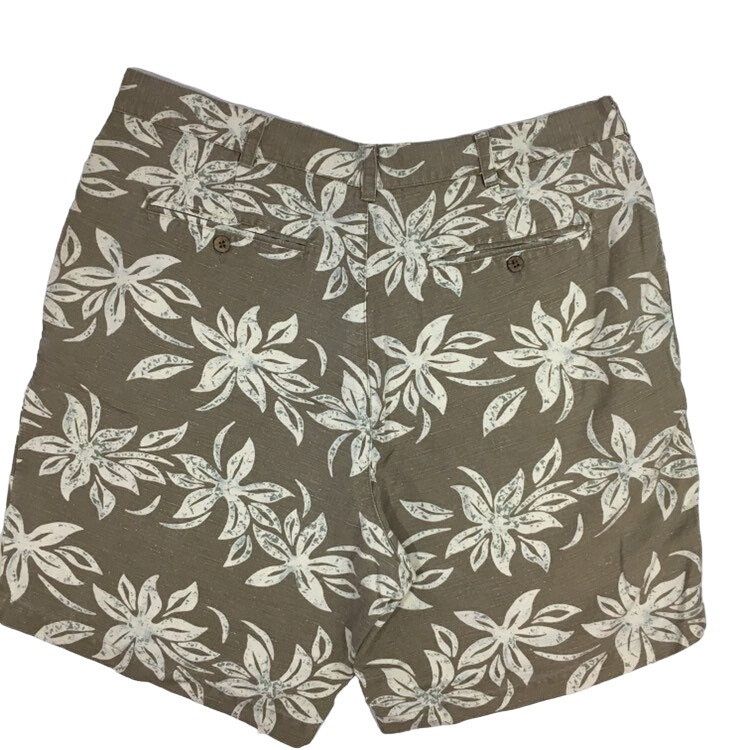 Cubavera Cubavera Natural Beige Khaki Tropical Floral Hawaiian Shorts Size US 38 / EU 54 - 4 Thumbnail