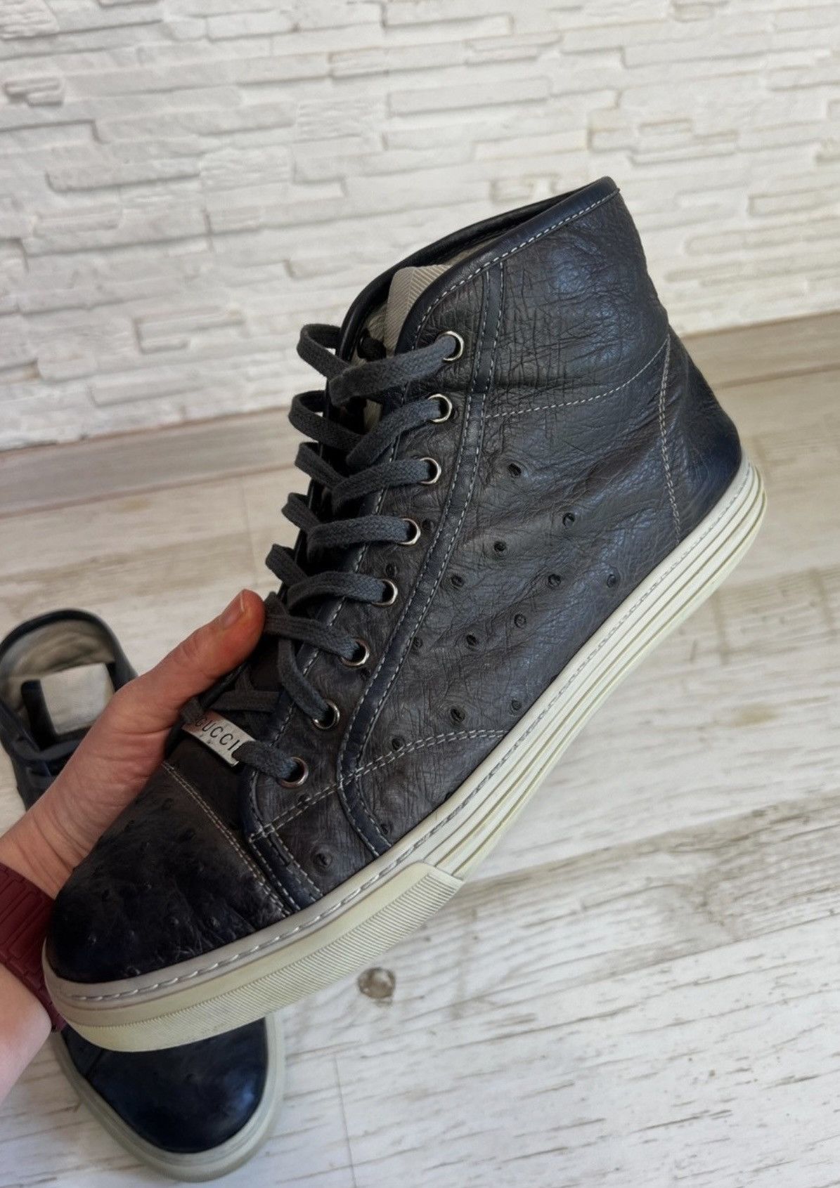 Gucci Gucci Ostrich leather high top sneakers 9,5 Size US 9.5 / EU 42-43 - 11 Thumbnail