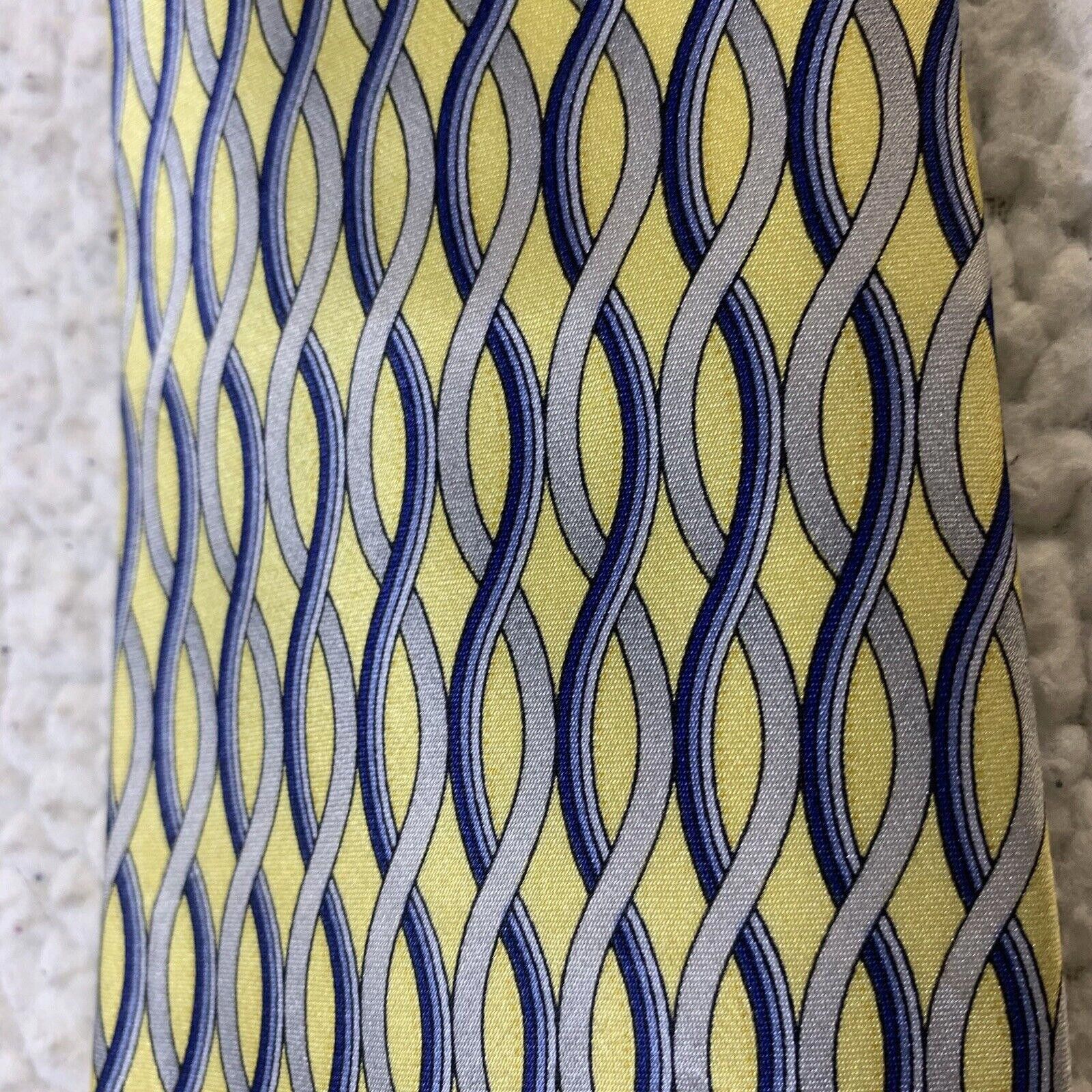 Other Umo Lorenzo Men's Tie Yellow Blue Grey Italian Design Size ONE SIZE - 2 Thumbnail