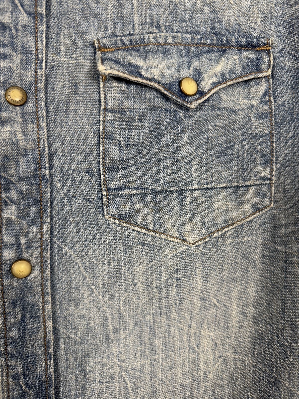 Allsaints Allsaints Suqi Shorts Sleeve Denim Shirt Snap Button Size M Size US M / EU 48-50 / 2 - 15 Thumbnail