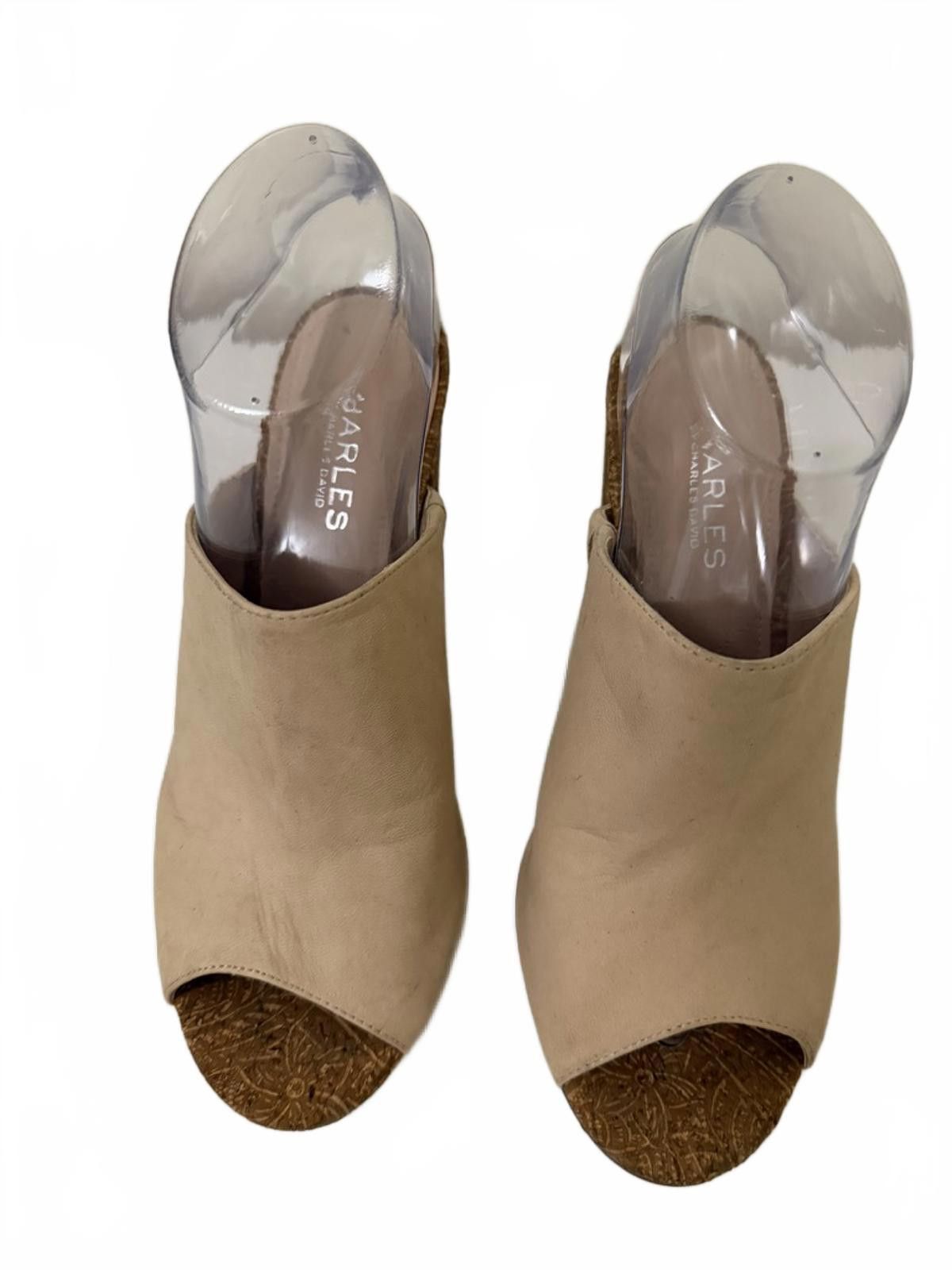 Other Charles by Charles David Beige Suede Peep Toe Mules Size US 8 / IT 38 - 3 Thumbnail