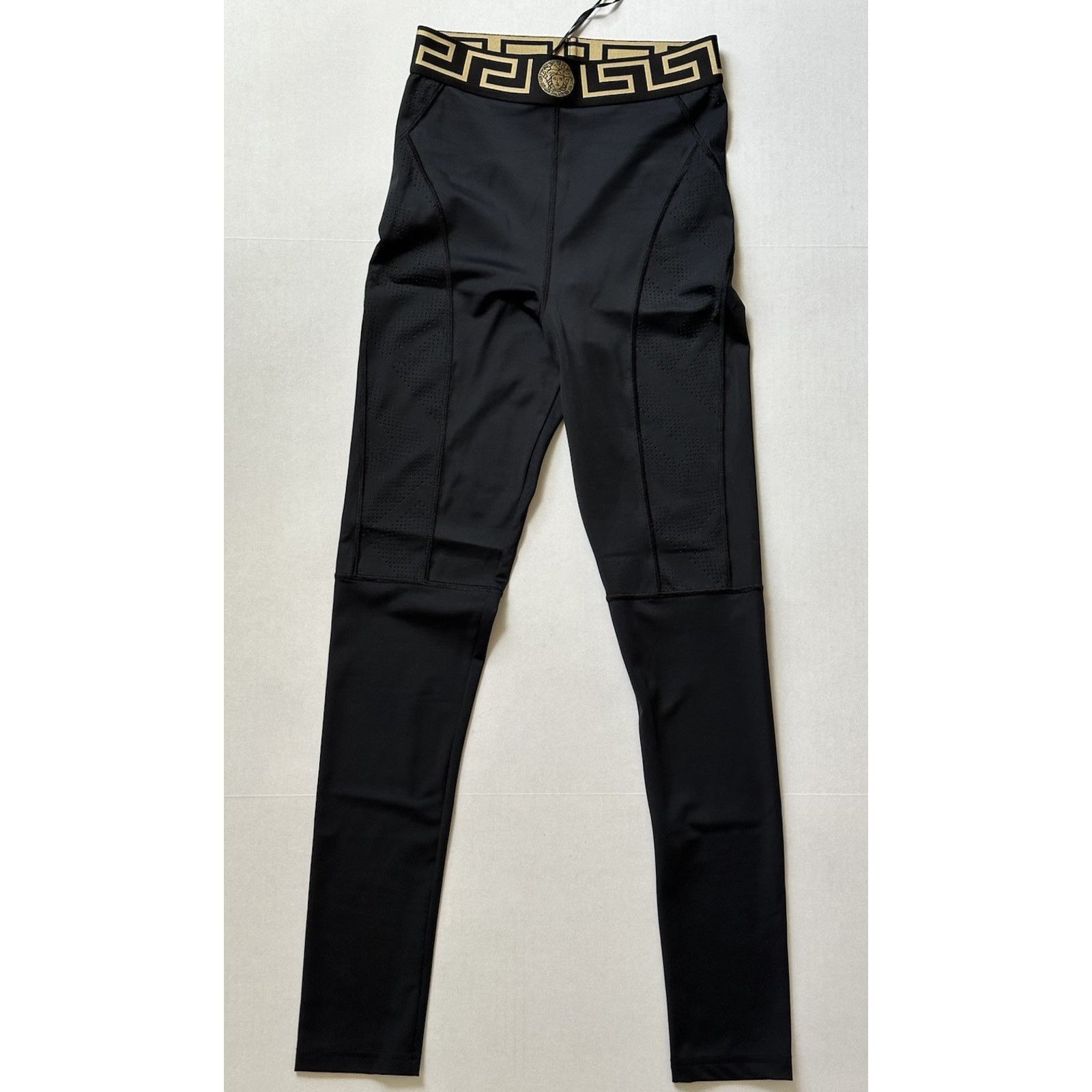 Versace Versace Greca Border Gym Leggings Pants Black Small 1004103 Size 23" - 4 Thumbnail