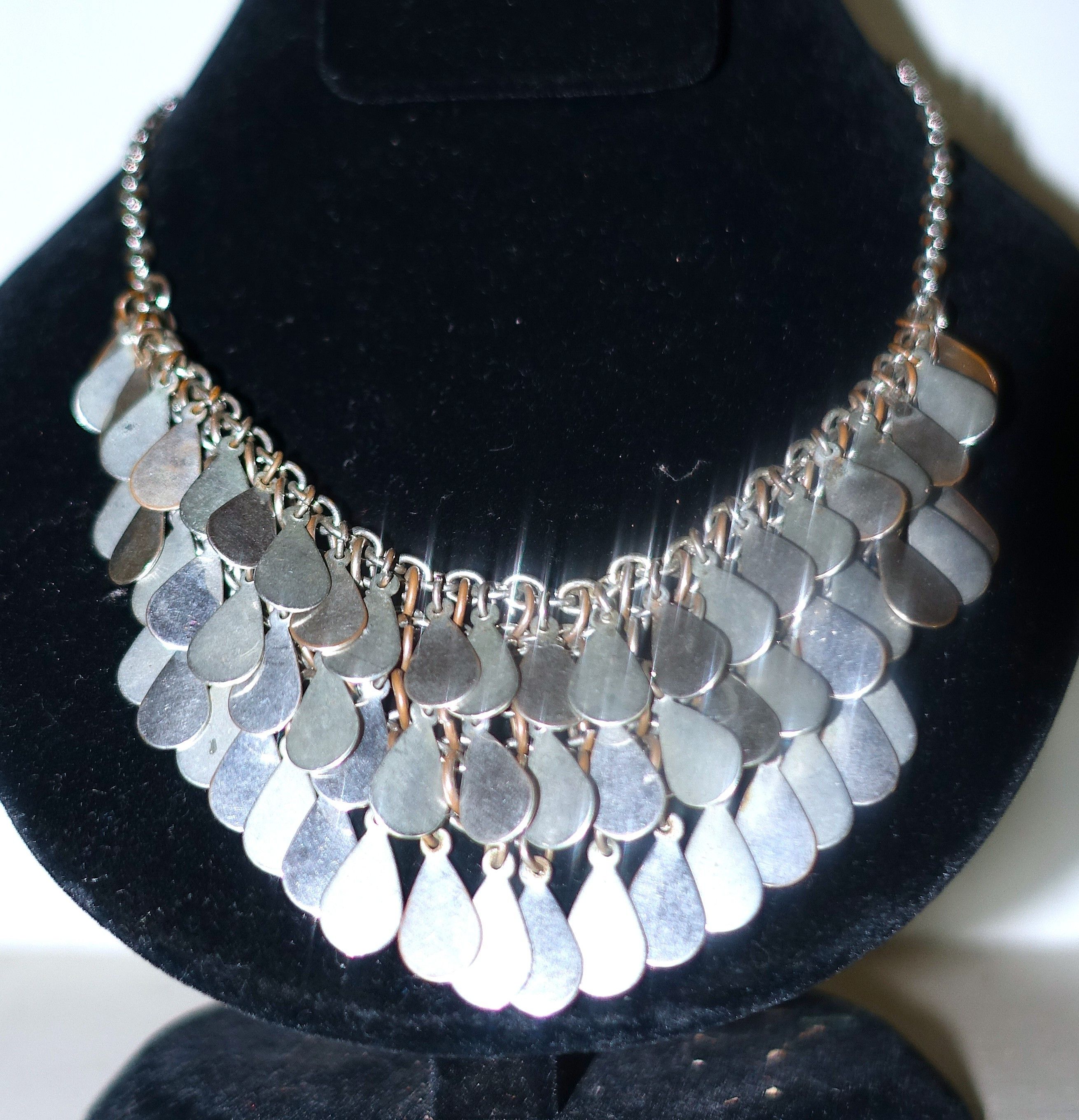 Vintage Silver Tone Boho Chain Dangle Choker Necklace Size ONE SIZE - 6 Thumbnail