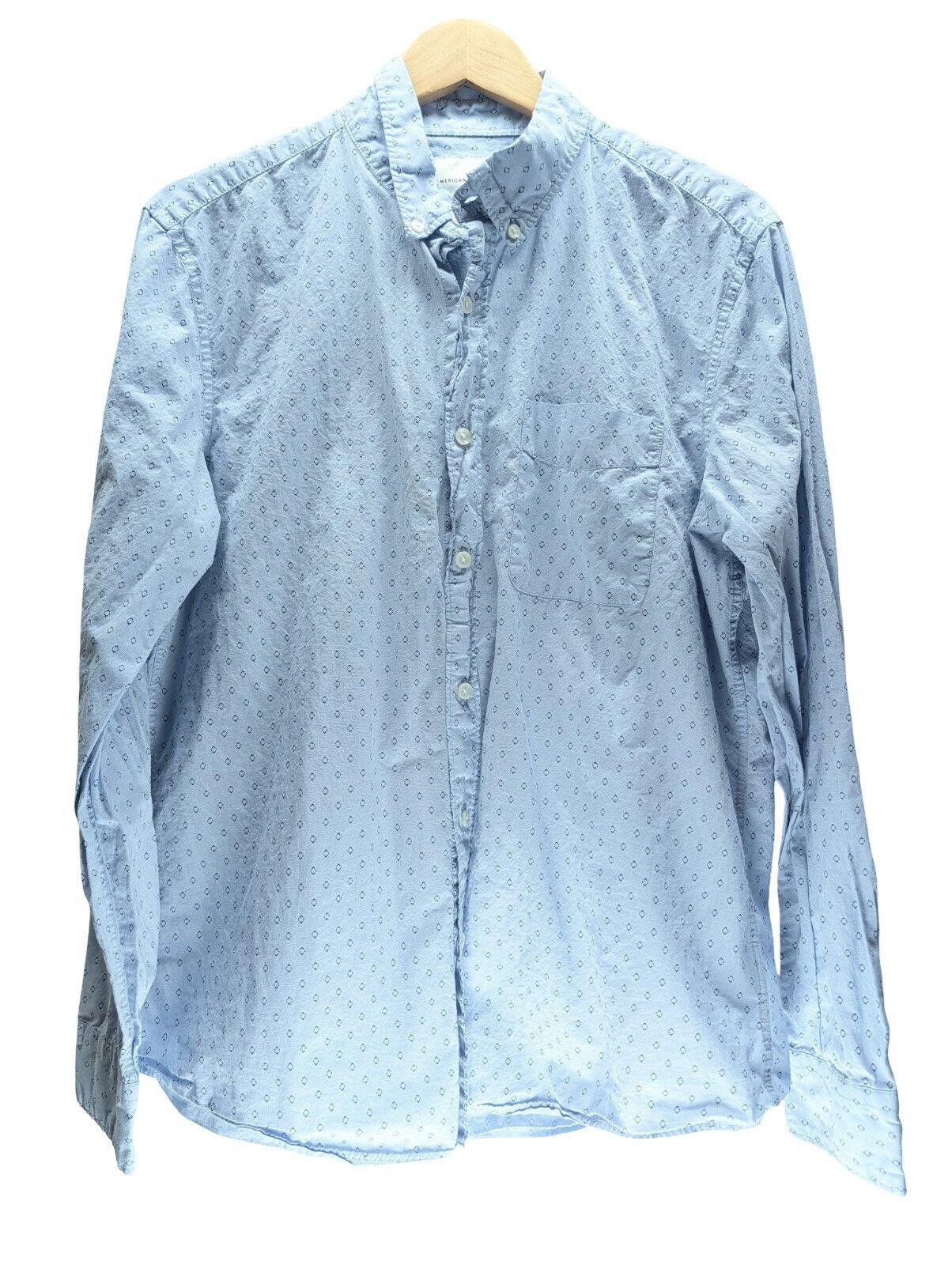 American Eagle Outfitters American Eagle Button Down Shirt Men M Diamond Light Blue Size US M / EU 48-50 / 2 - 1 Thumbnail