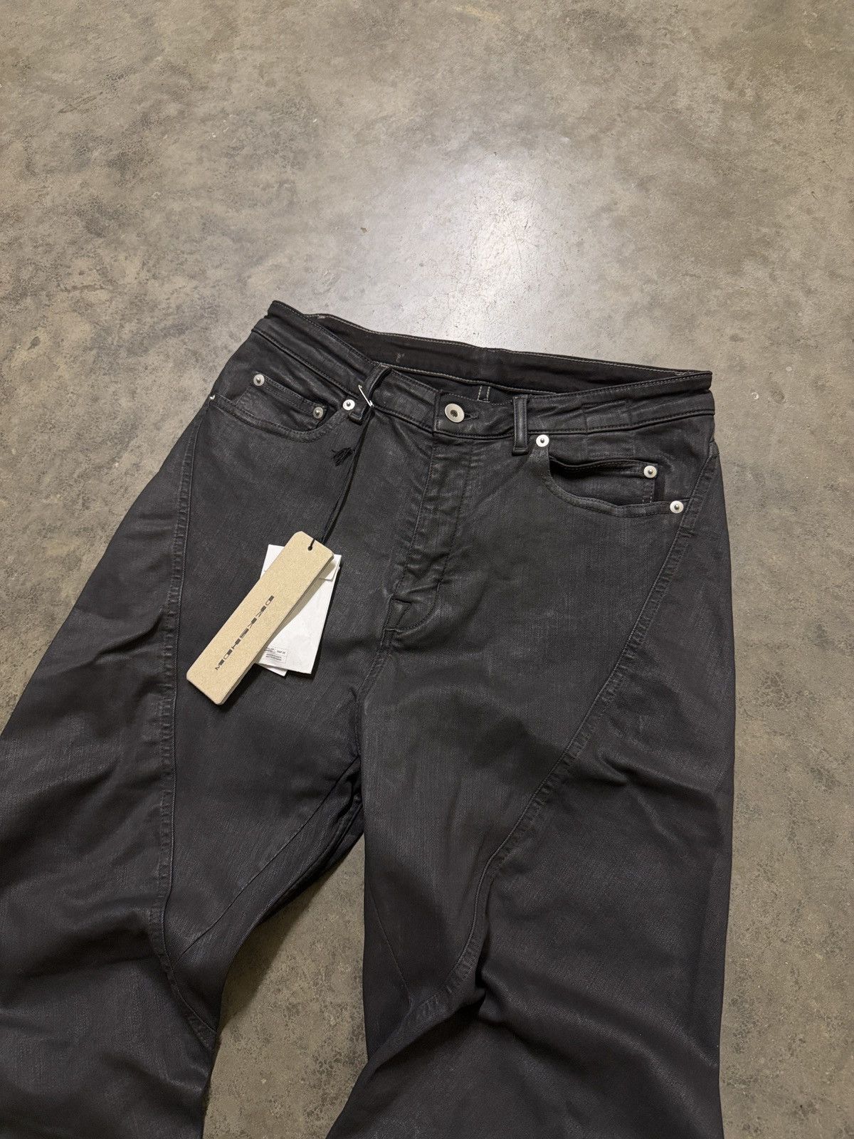 Rick Owens Rick Owens FW24 SBW Waxed Bias Bootcut Jeans Size US 33 - 2 Thumbnail