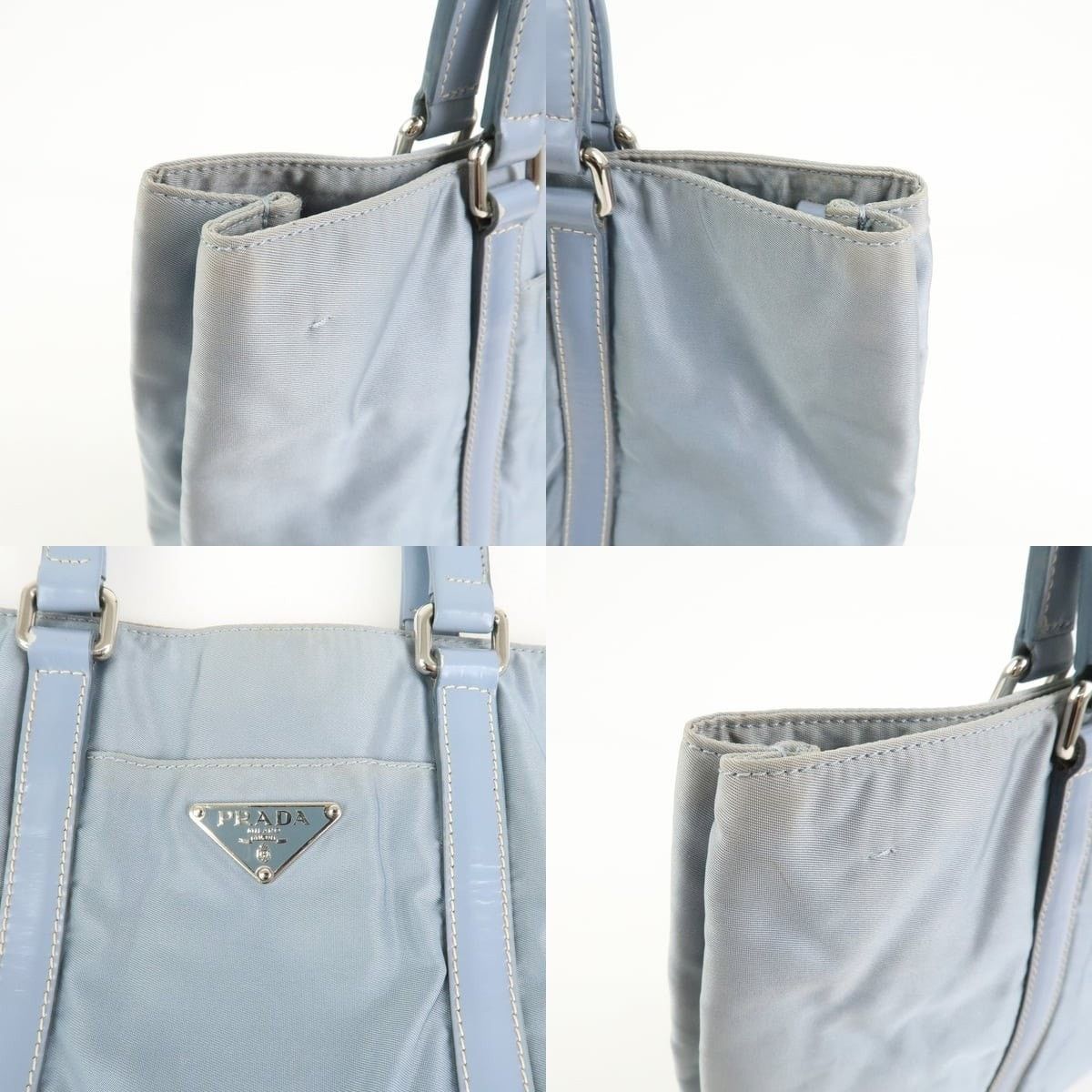 Prada Prada Triangle Logo Nylon Tote Blue Size ONE SIZE - 6 Thumbnail