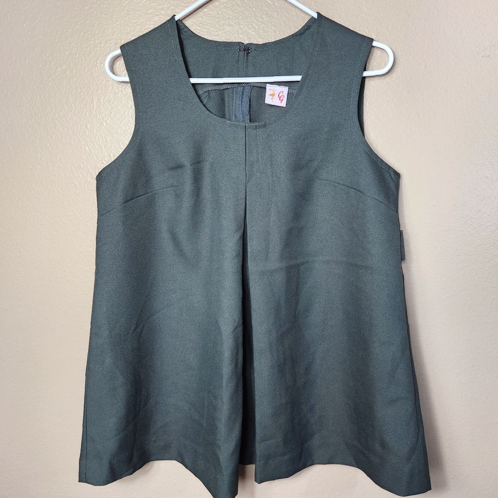 Olive VINTAGE CG Womens |L| Olive Green Smock Pleated Tunic US Army Issue Wool Blend Shirt Womens L Green 90s Size L / US 10 / IT 46 - 3 Thumbnail