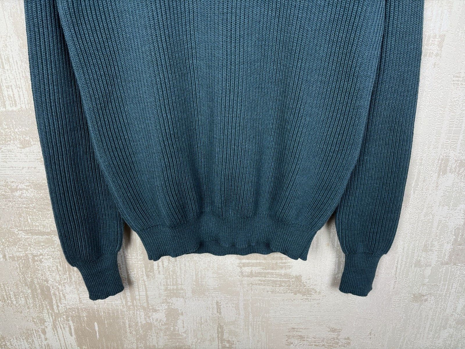Roberto Collina Roberto Collina Dark Teal Knit Wool Sweater Crew Neck Size US M / EU 48-50 / 2 - 5 Thumbnail