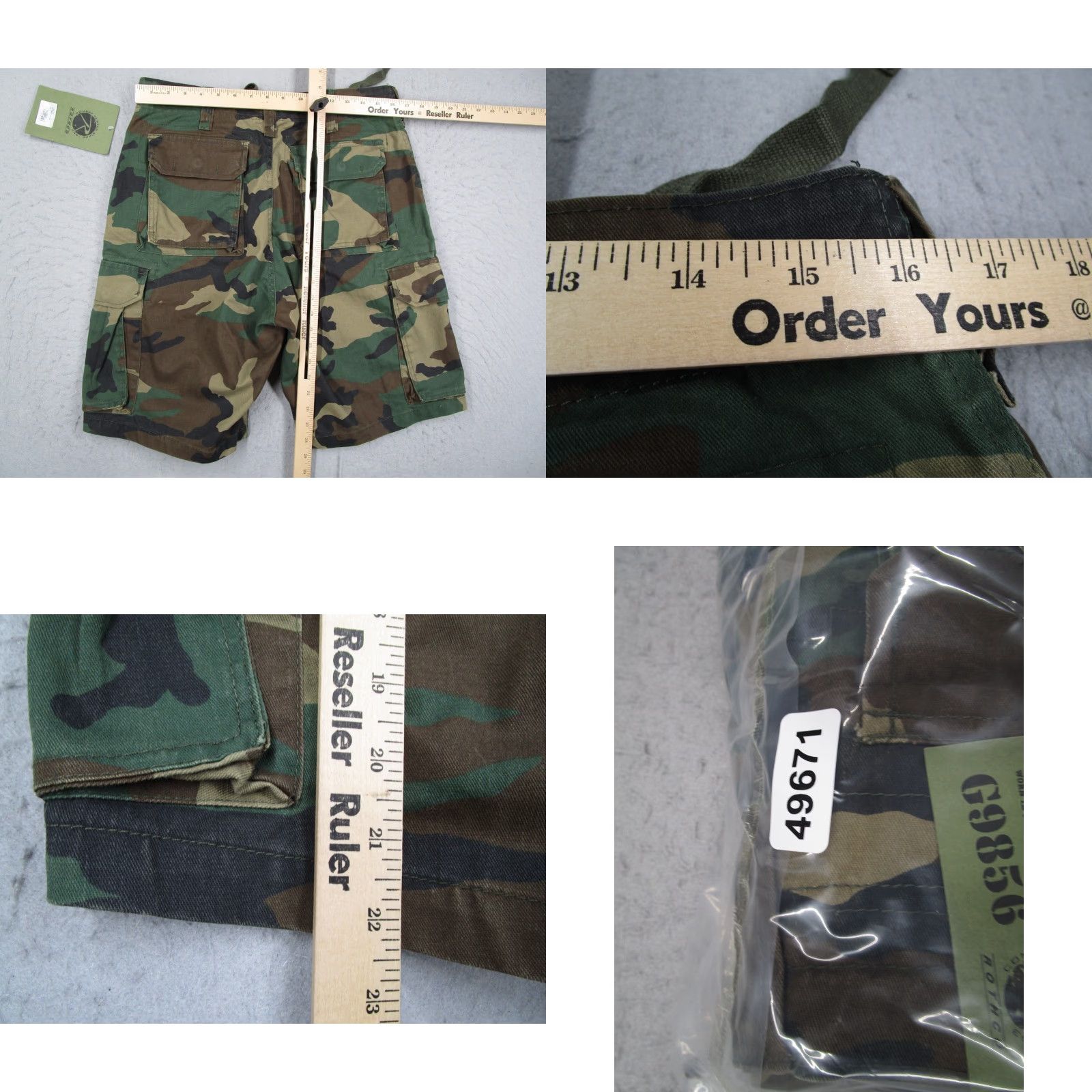 Rothco Rothco Shorts Mens 31 Green Woodland Camo Canvas Cargo BDU 10" Cotton Workwear 90s Army Mens Size US 31 - 8 Thumbnail