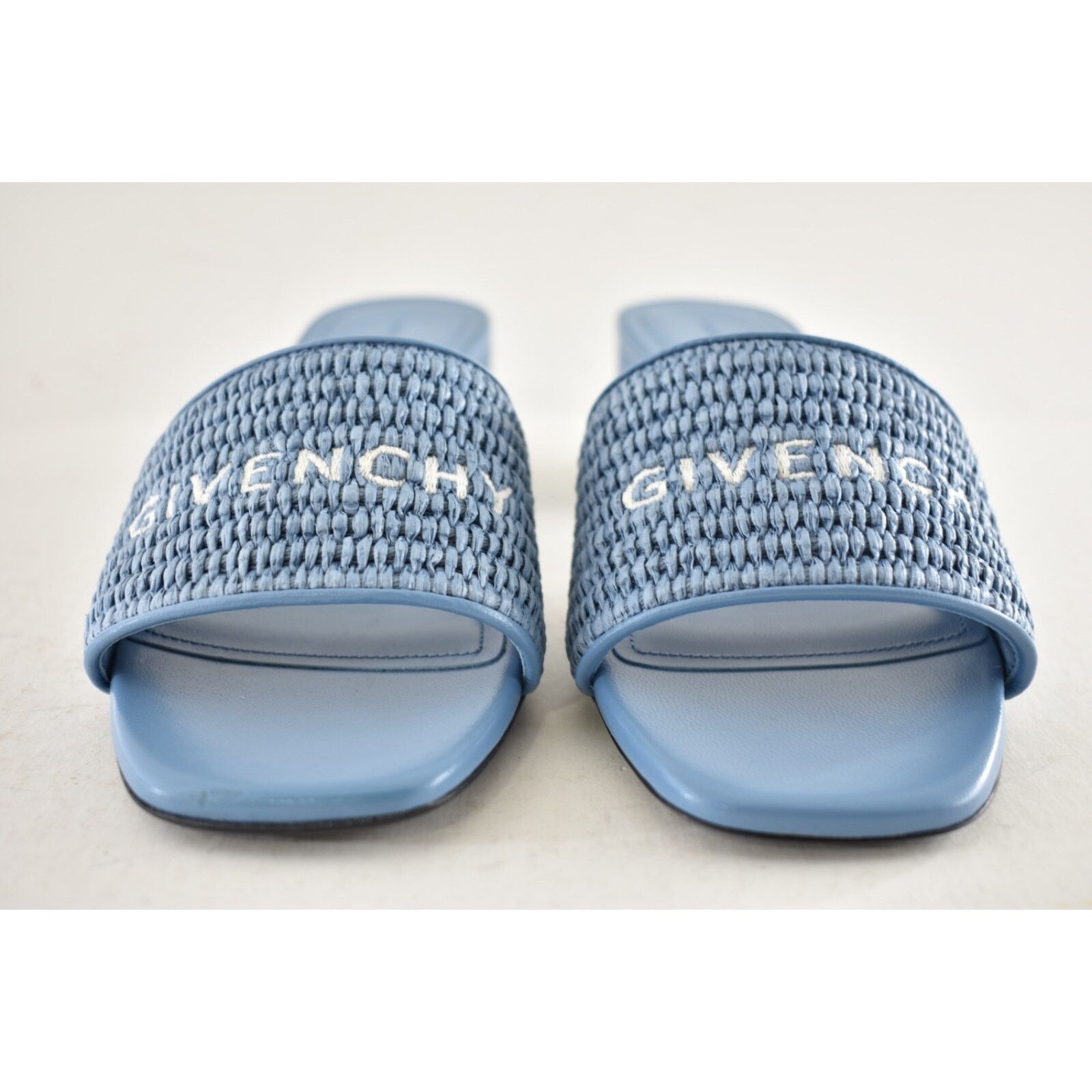 Givenchy Givenchy 4G Denim Blue Raffia Logo Leather Slide On Mule Size US 9.5 / IT 39.5 - 9 Thumbnail